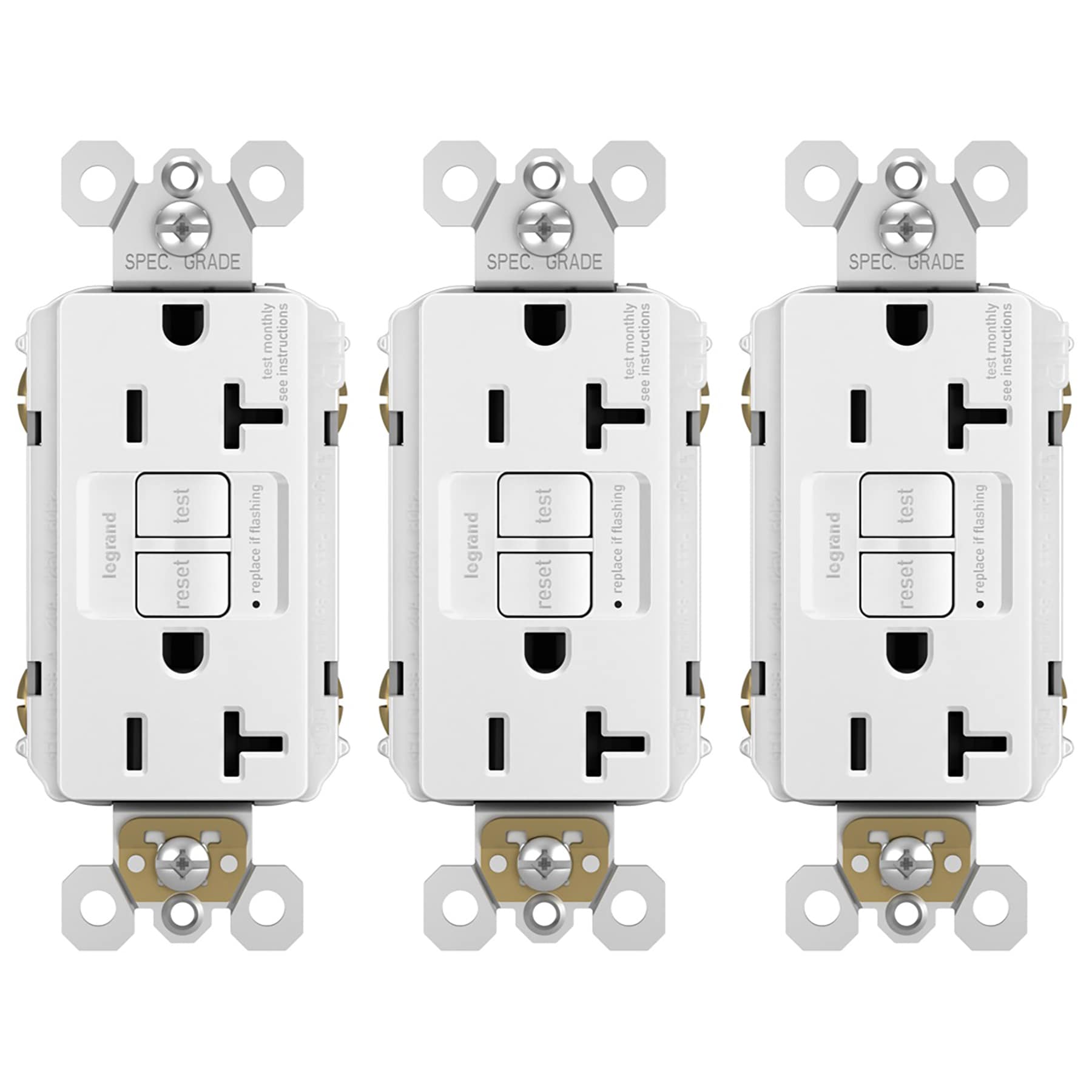 Legrand 2097TRW3PKCC4 radiant 20 -Amp 125-volt Tamper Resistant GFCI Residential/Commercial Decorator Outlet , White 3 -Pack