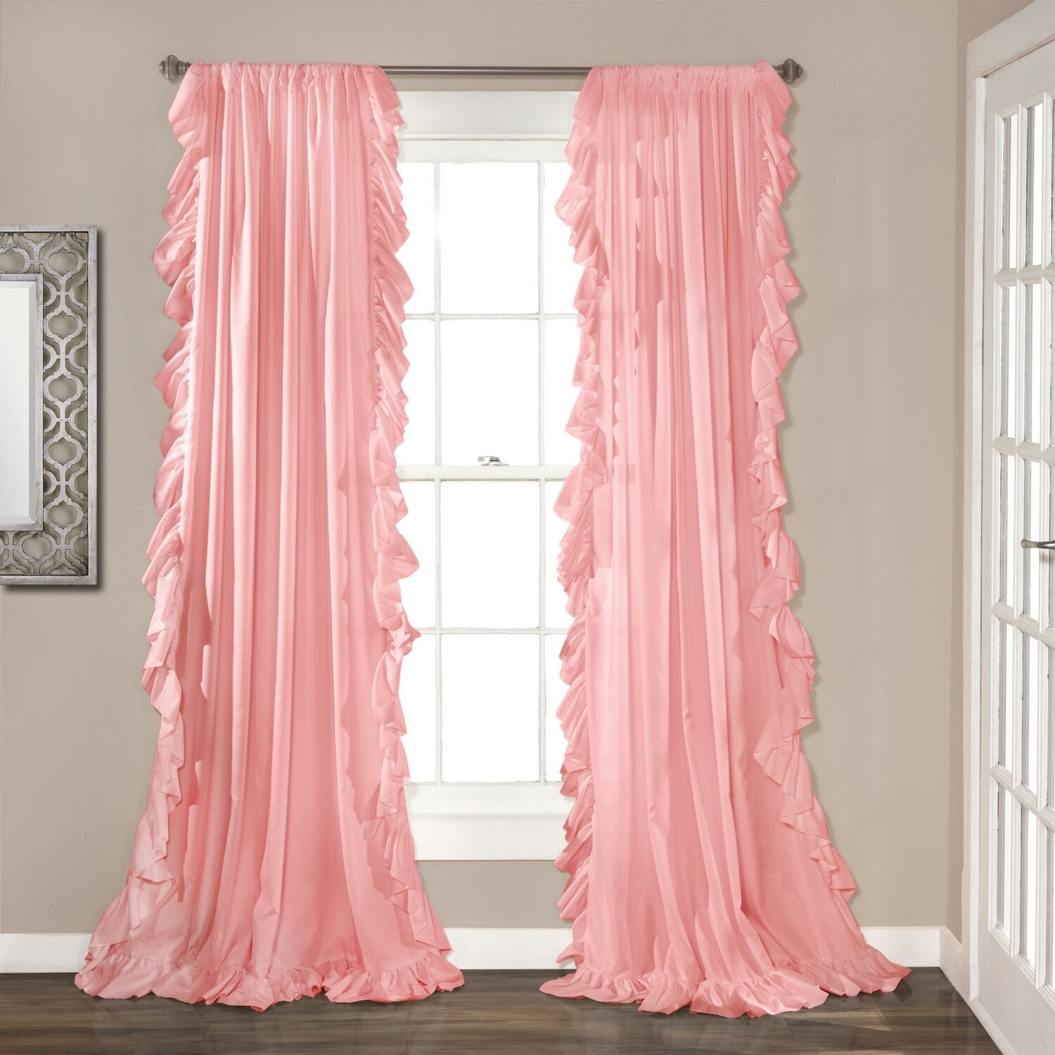 Lush Decor C40300P15-000 84-Inches Pink Rod pocket Curtain panel pair