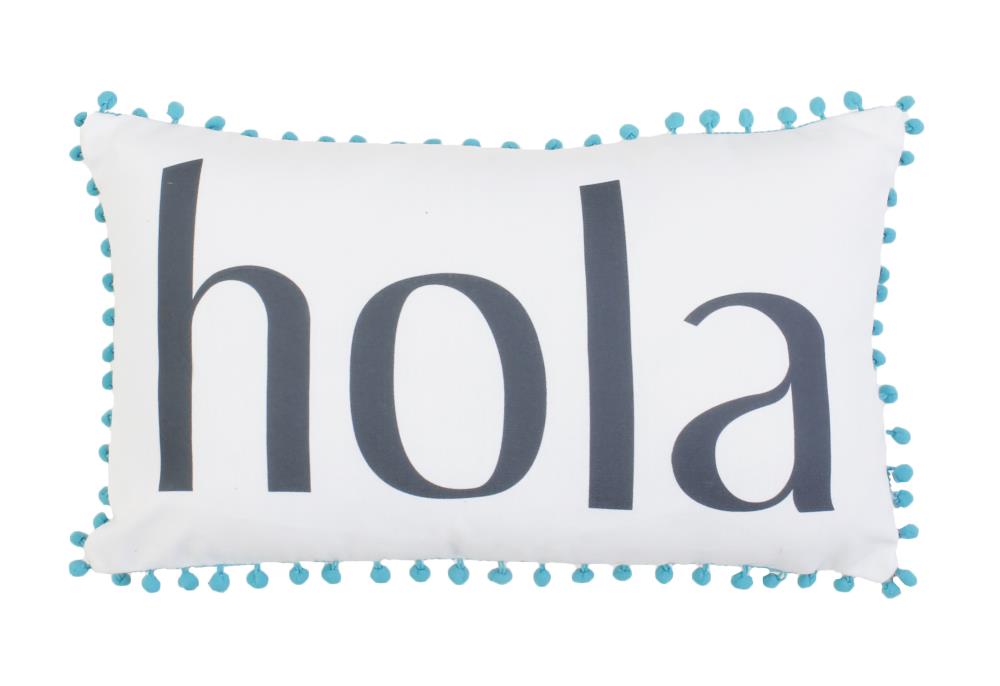 CURATED COLLECTIONS TH021004001LOW 20-in x 12-in White Pewter Turquoise Blue Indoor Decorative Pillow