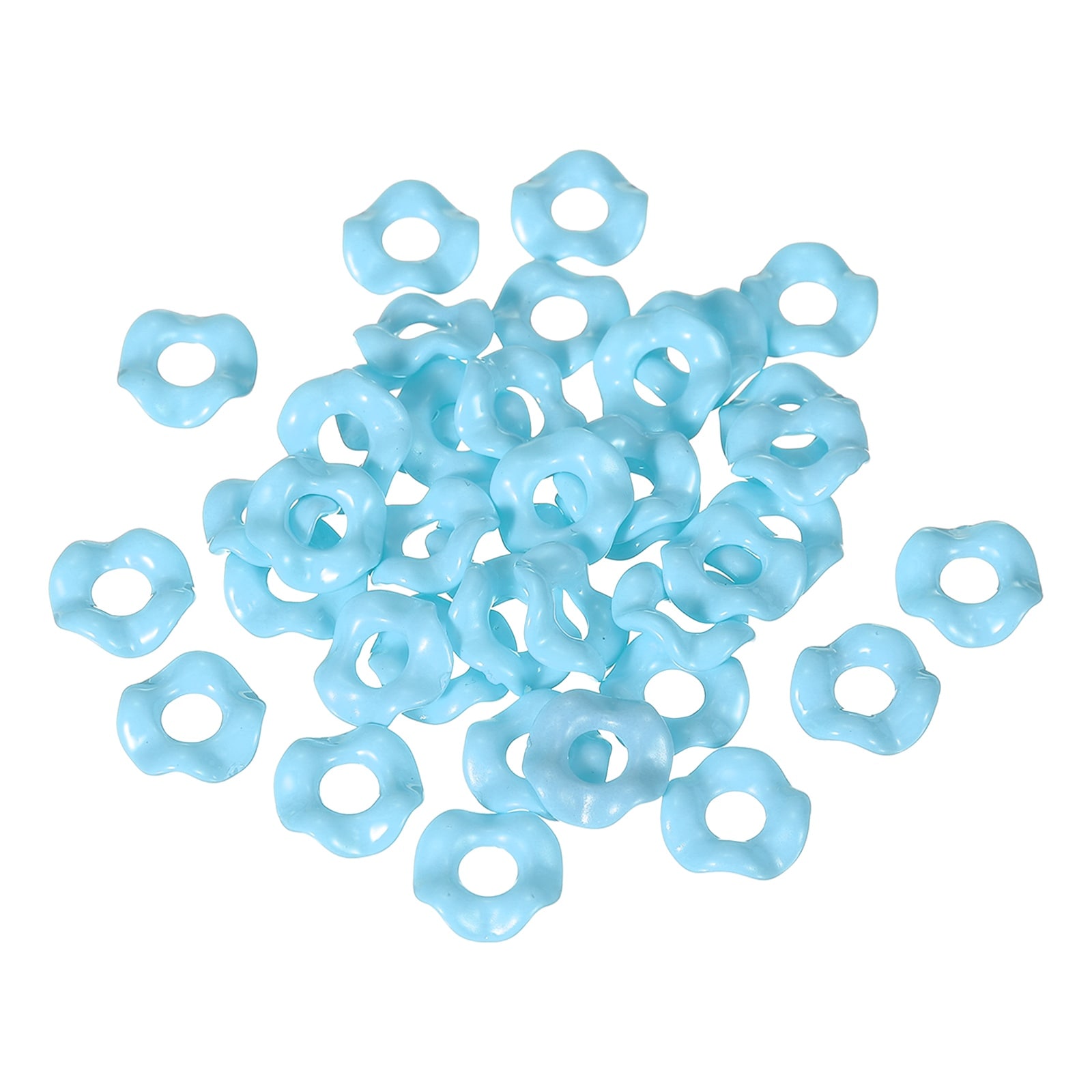Unique Bargains 30pcs Wavy Spacers for Beaded Pens Acrylic Flower Beads Colorful Wave Spacer Focal Bead for Jewelry Making Pen Bracelet Necklace Earrings DIY Crafts Sky Blue