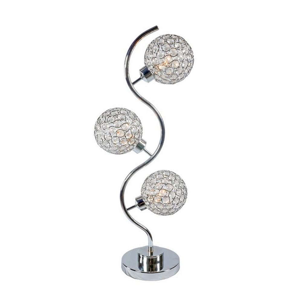 Benzara Table Lamps 32-in Clear, Chrome Touch Table Lamp with Crystal Shade