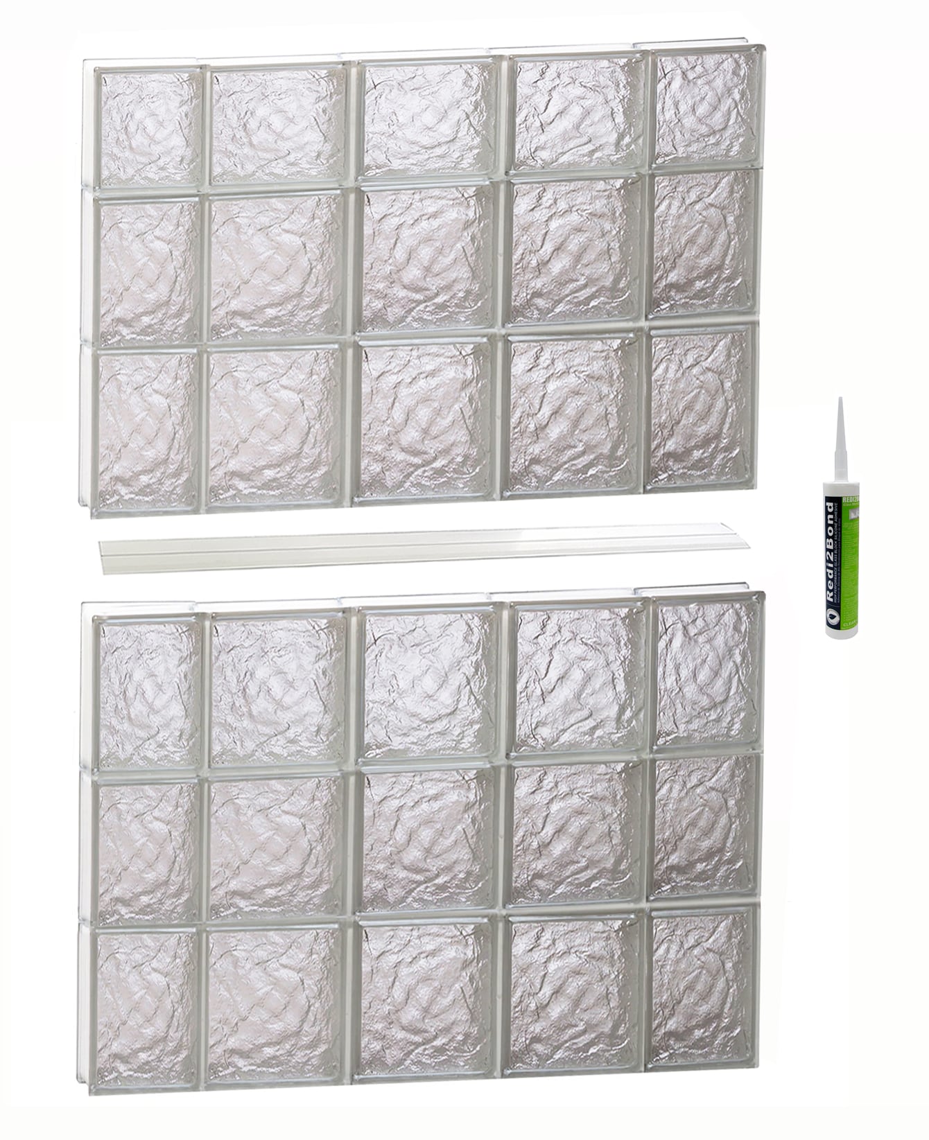 REDI2SET S3646IS Ice Glass 34-3/4-in x 44-1/2-in Frameless Replacement Glass Block Window