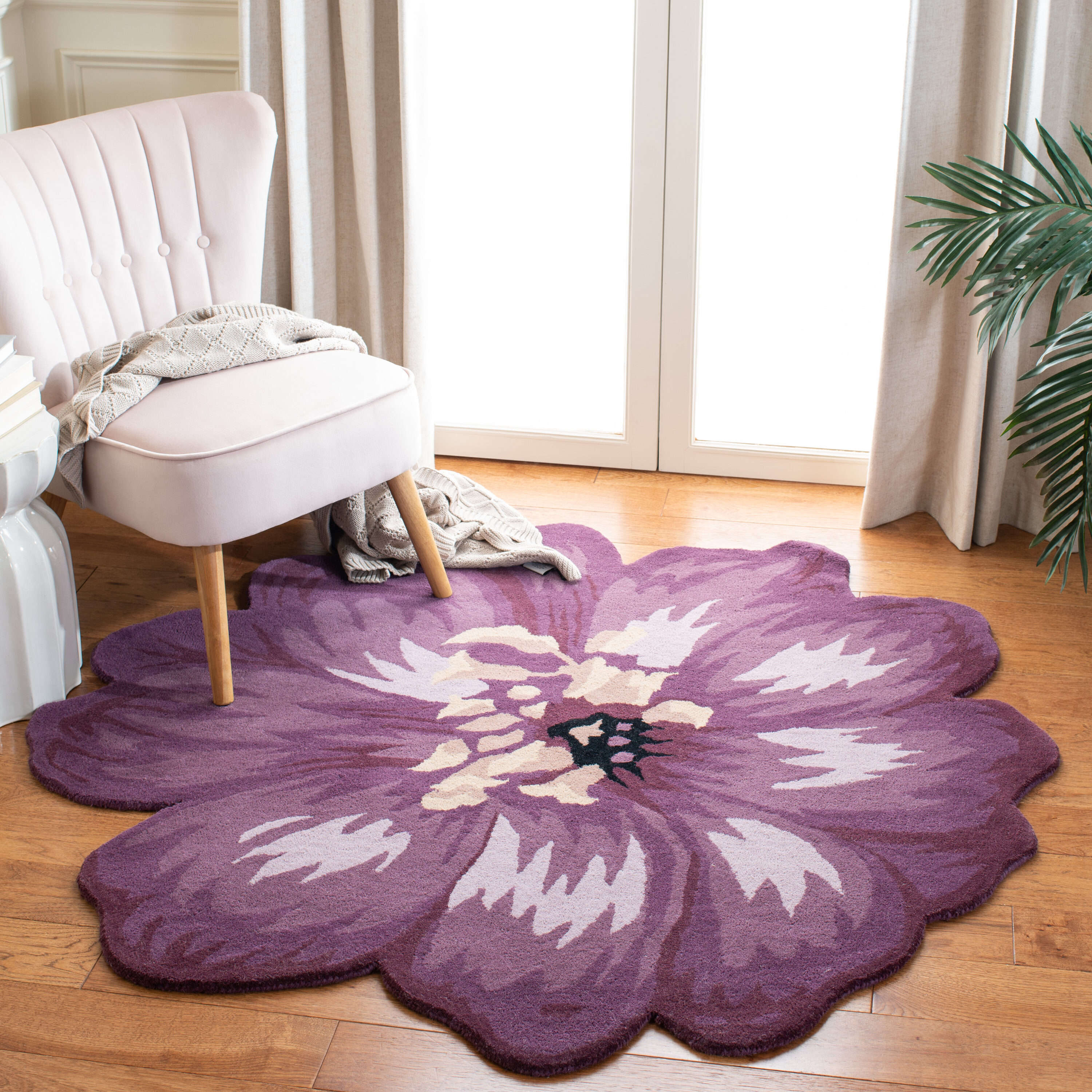  Nov254 Lilac Novelty 6ft x 6ft Round Rug