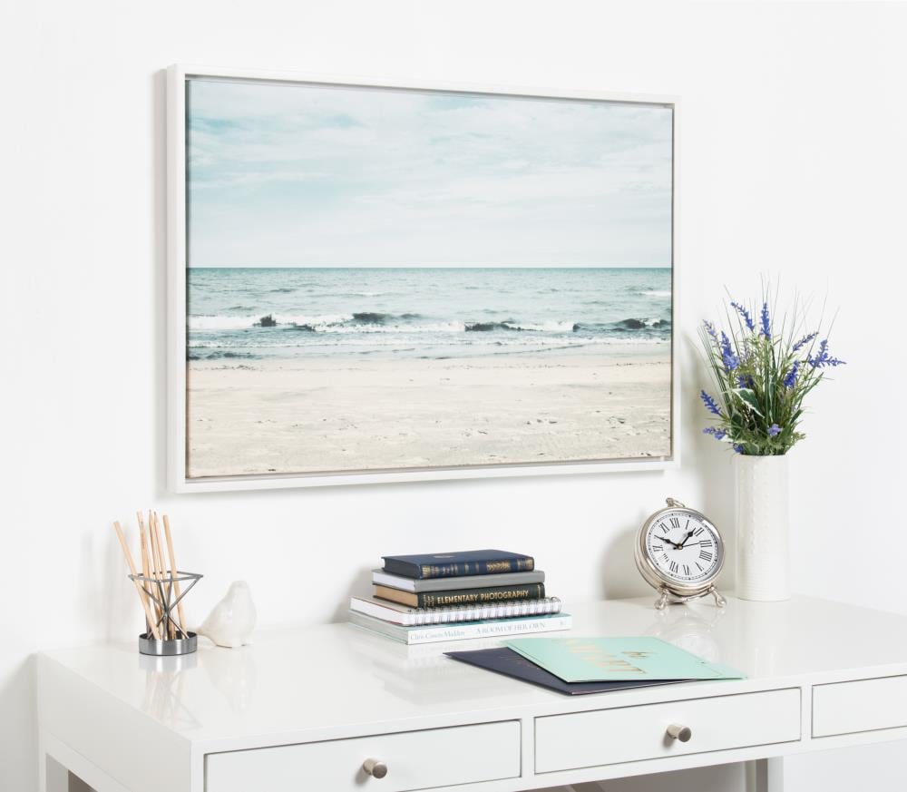 Sylvie Beach Scene Framed Canvas Print, 23x33 White