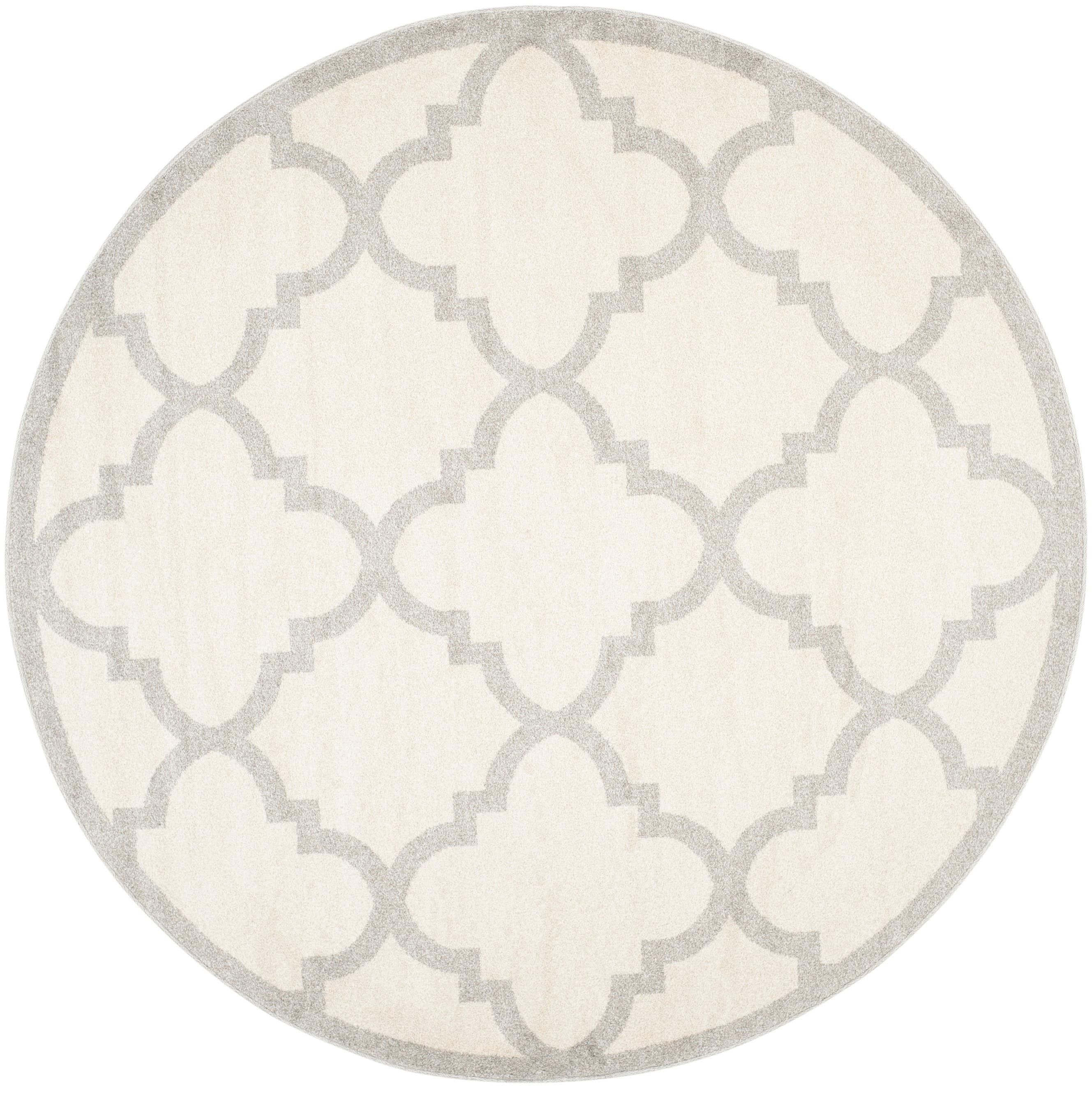 Safavieh AMT423E-7R Amherst Pompey 7 x 7 (ft) Loomed Synthetic Beige/Light Gray Round Indoor/Outdoor Trellis Area rug