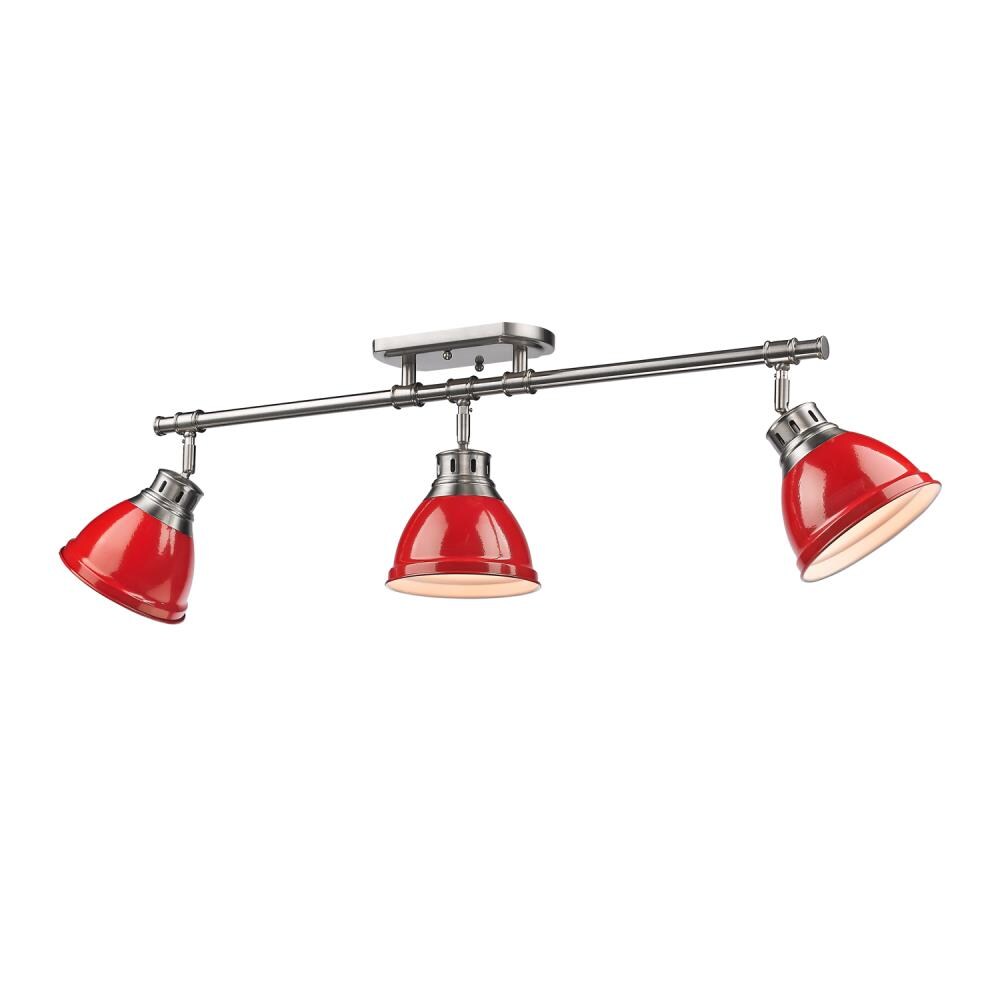 Golden Lighting 3602-3SF PW-RD Duncan 3 -Light 35.38-in Satin Pewter Semi Flush Mount Light