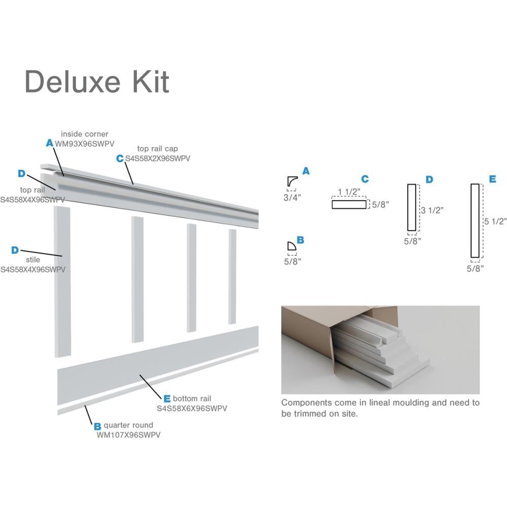 Ekena Millwork WPKP56X03DS Wide Adjustable Wall Panels Deluxe Shaker White Wainscot Wall Panel
