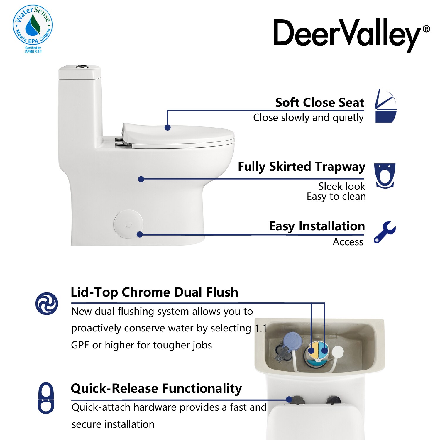 White Ceramic Elongated Dual Flush Floor Mounted Toilet