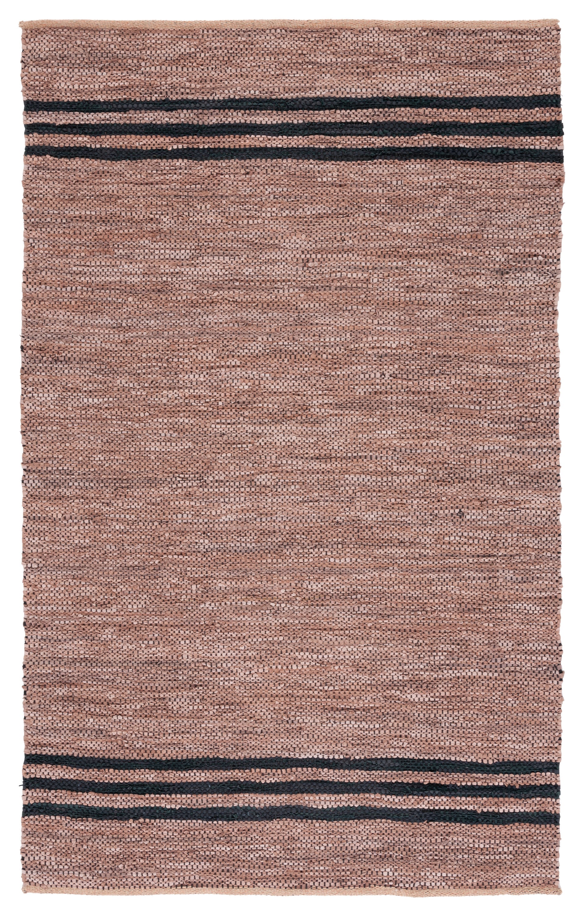 Safavieh VTL400T-5 Vintage Leather Baham 5 x 8 (ft) Leather Brown/Black Rectangular Indoor Stripe Bohemian/Eclectic Area rug