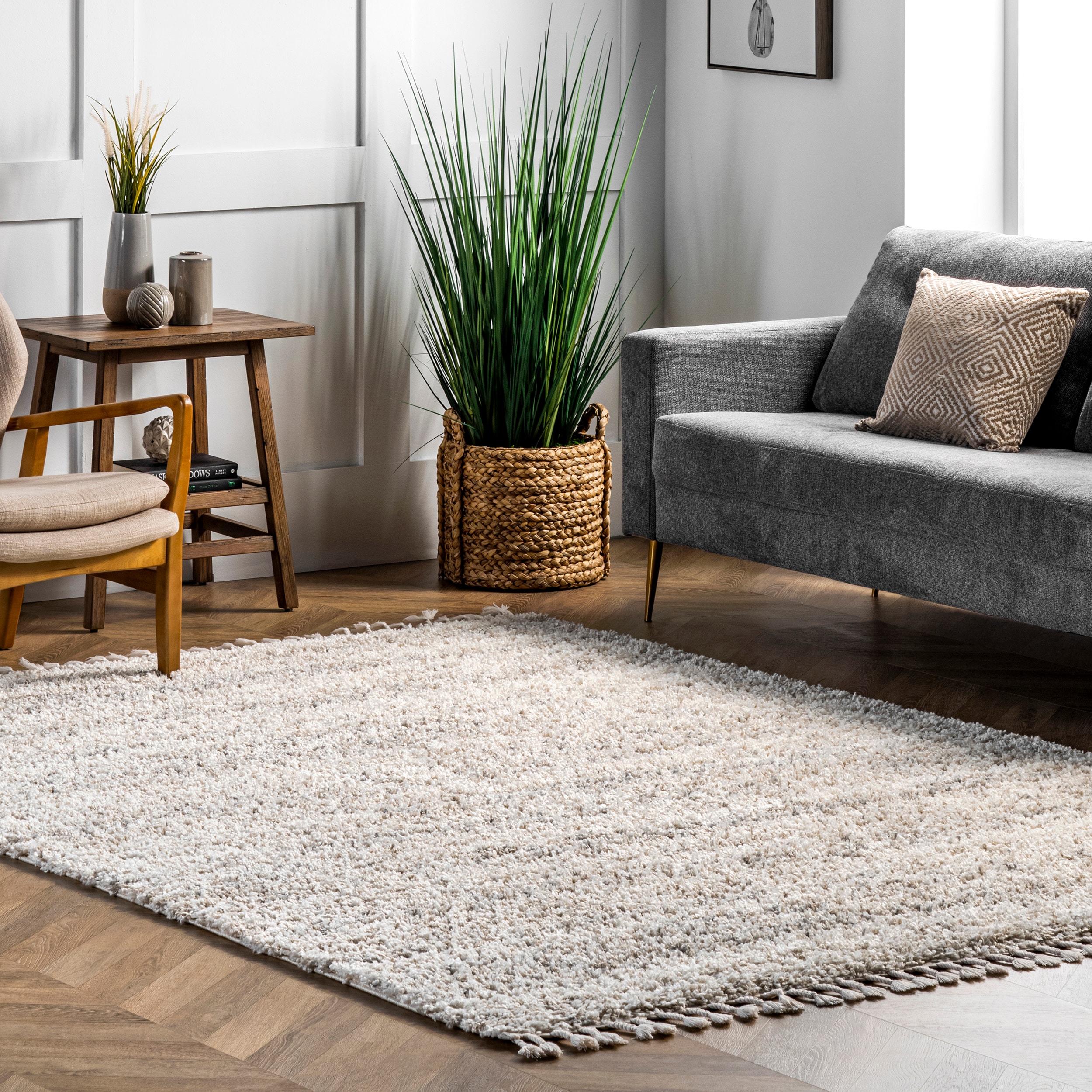 nuLOOM 9 x 12 Ivory Indoor Solid Area Rug in the Rugs department