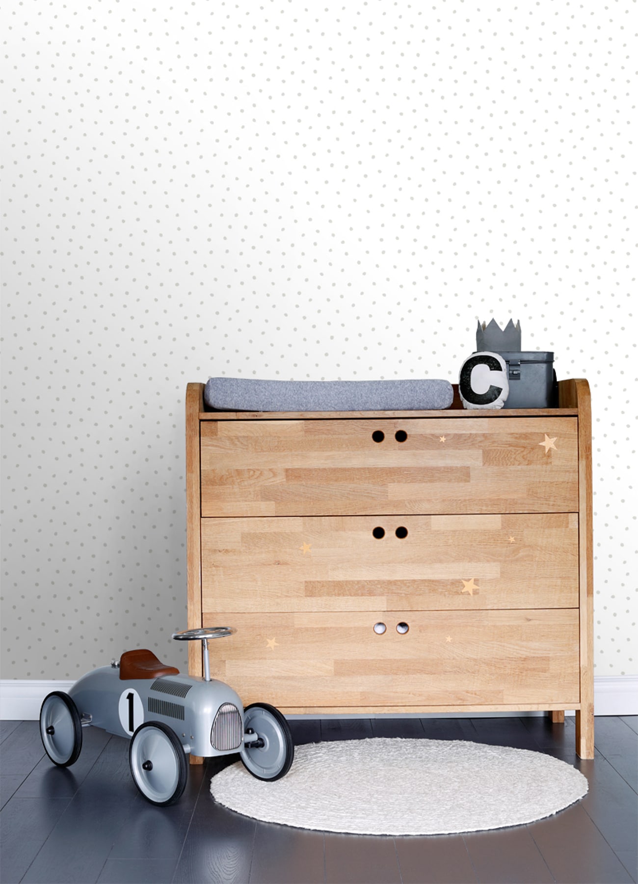 Pixie Grey Dots Non-Woven Playful Wallpaper, 20.9-in x 33-ft