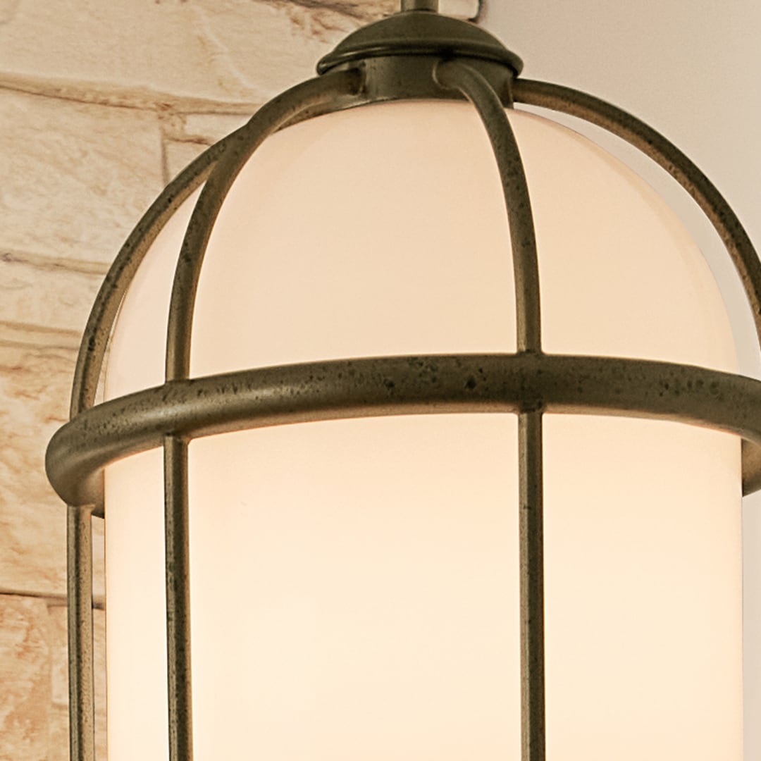 Elegant Farmhouse 1-Light Character Bronze Pendant with Opal Glass