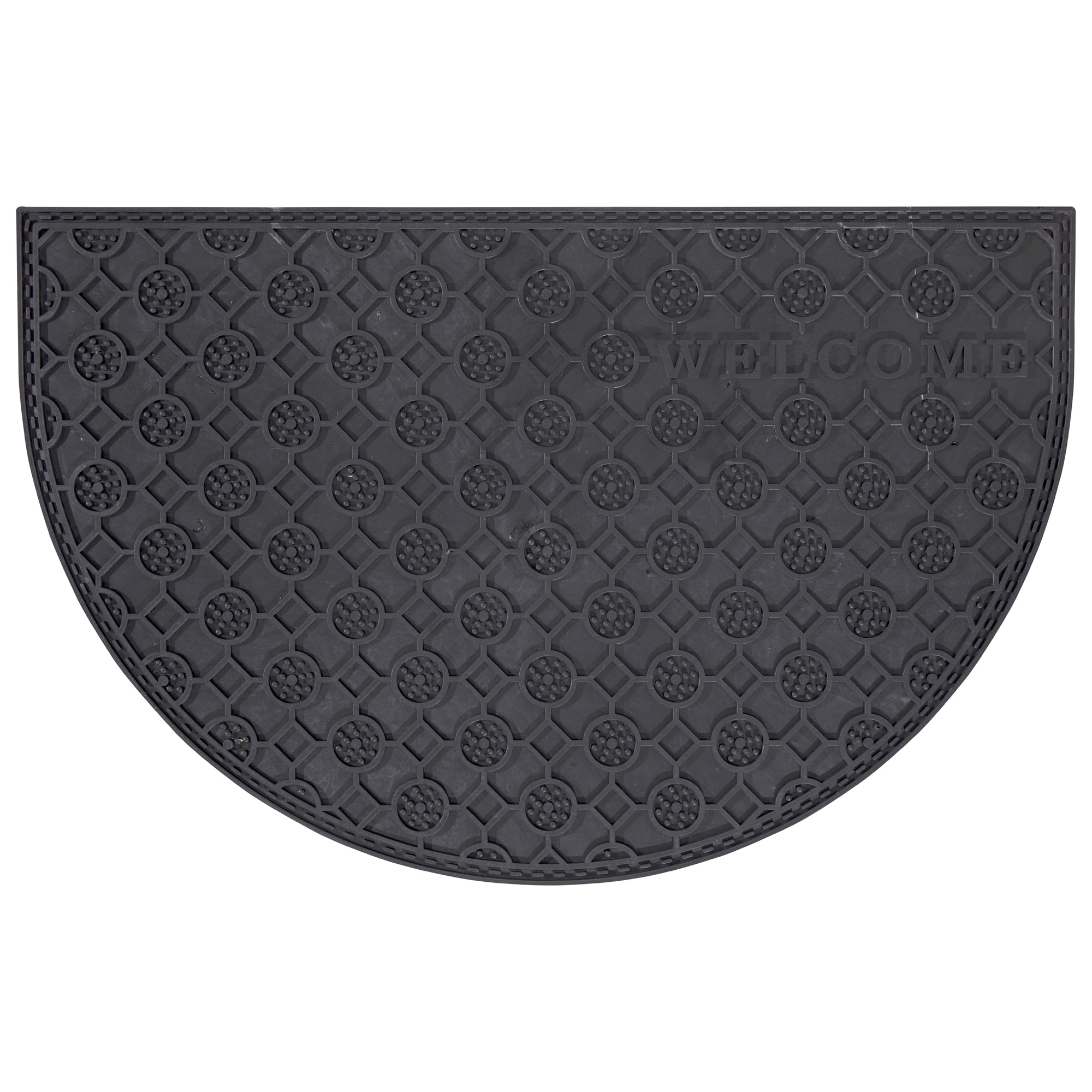 Ottomanson RD3019-18X28 2-ft x 3-ft Black Rubber Half-round Indoor or outdoor Decorative Welcome Door mat