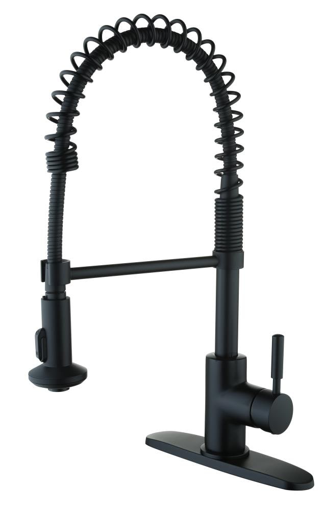 CMI 192-7173 Casmir Matte black Single Handle Deck-mount Handle Commercial/Residential Pull-down Kitchen Faucet with Sprayer ( Deck Plate Included )