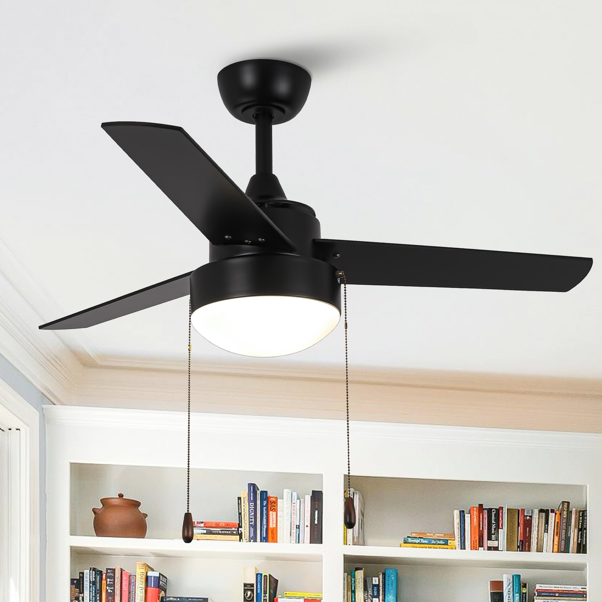 VACZON VZA01B101A 42-in Matte Black with Black Blades Ceiling Fan With Light - Remote Included ( 3 -Blade )