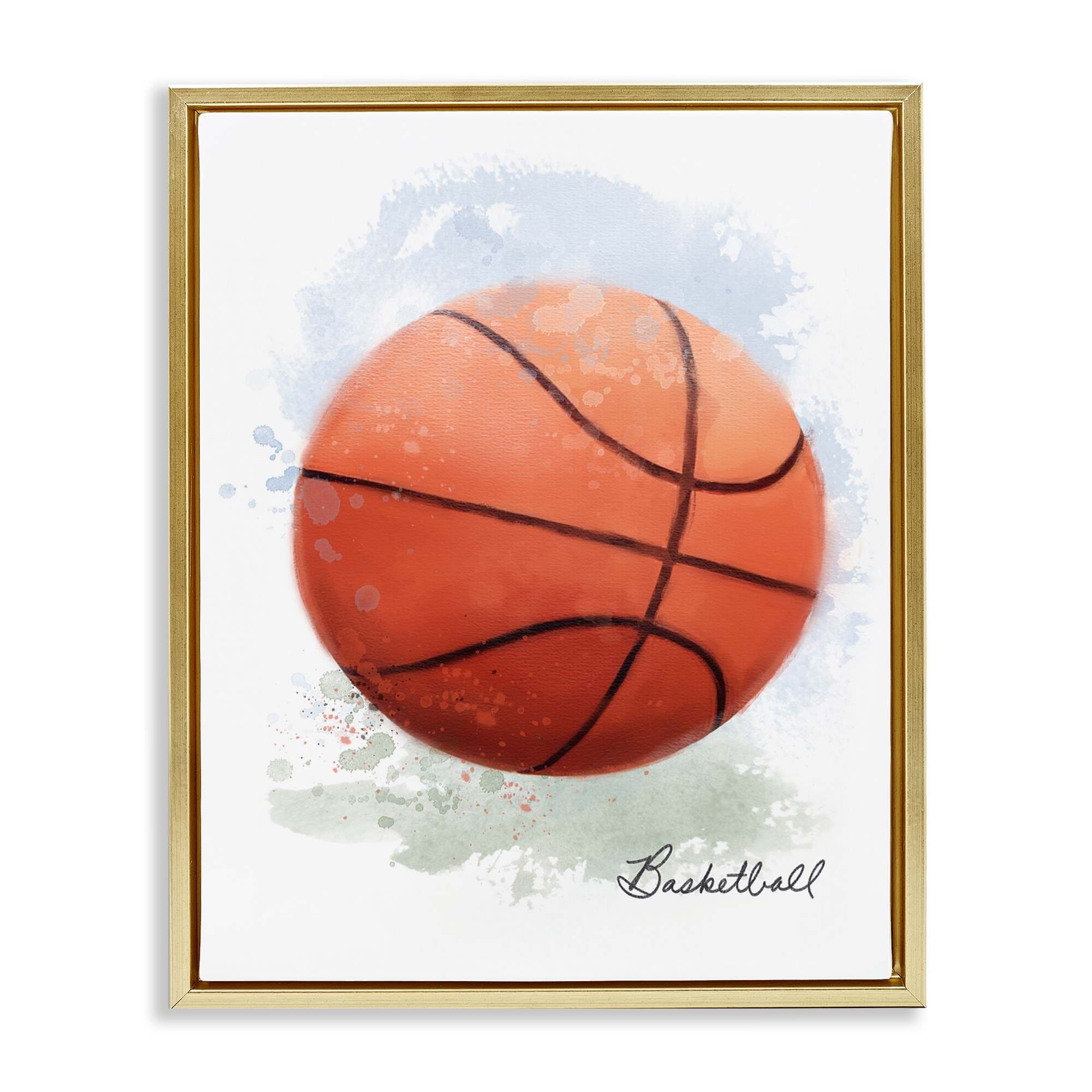 Stupell Industries BS-095-FFG-16X20 Soft Pastel Basketball Gold Framed Floater Canvas Wall Art By Matthew Piotrowicz 17 x 21