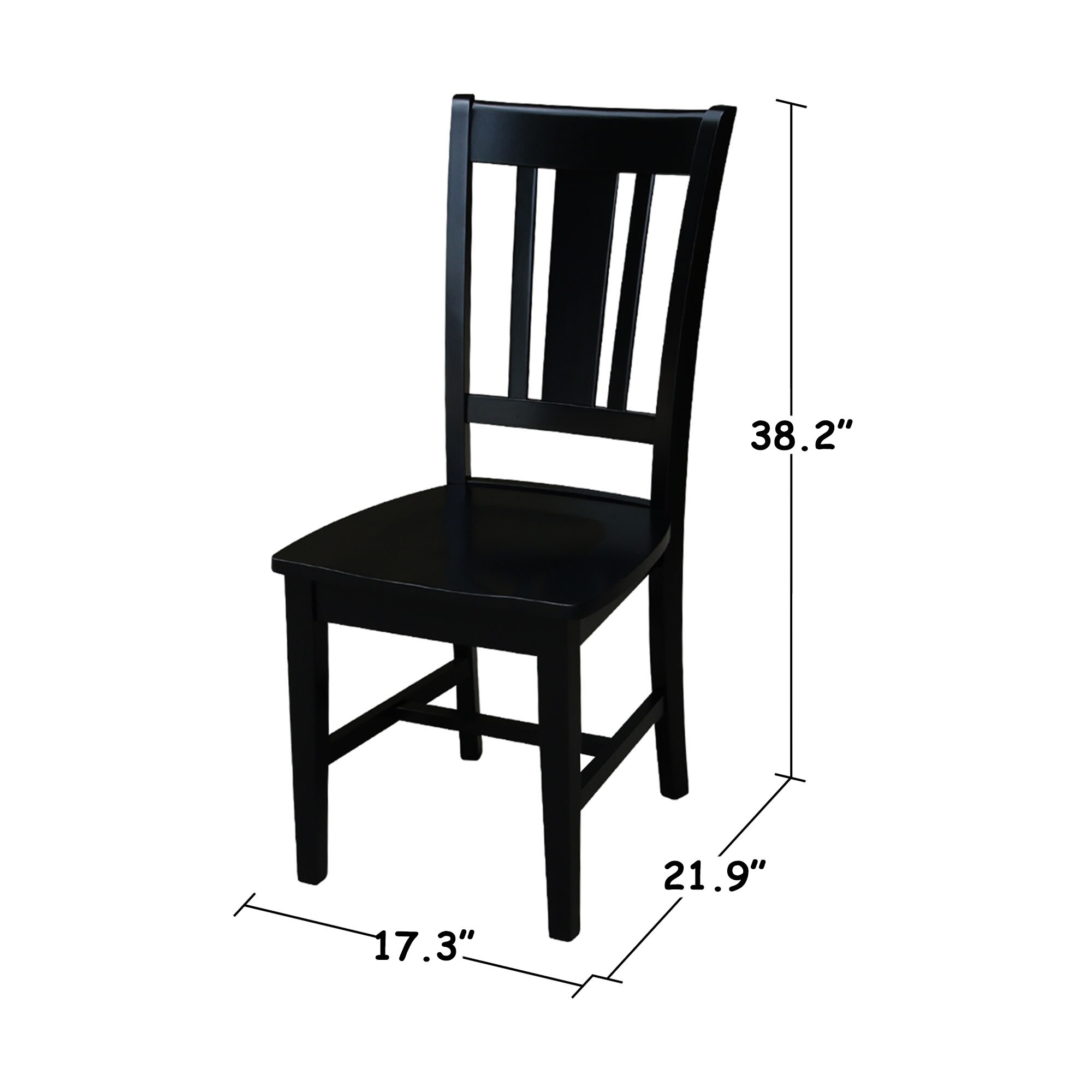 San Remo Elegant Black Solid Hardwood Splatback Dining Chairs (Set of 2)