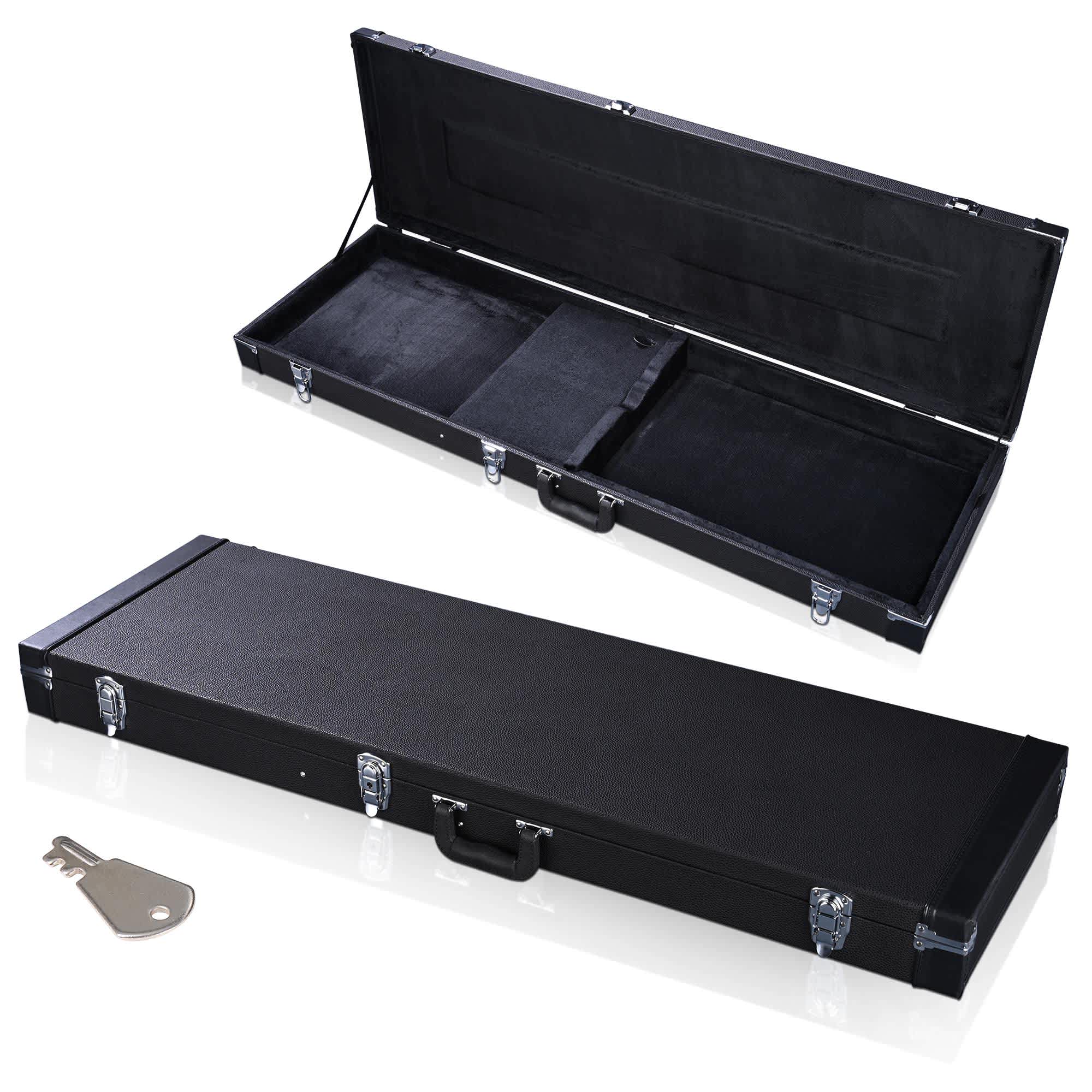 Yescom 28GHC005-BASS-06-LO Electric Bass Guitar Hard Case Wooden Hard Shell Carrying Case Lockable with Key