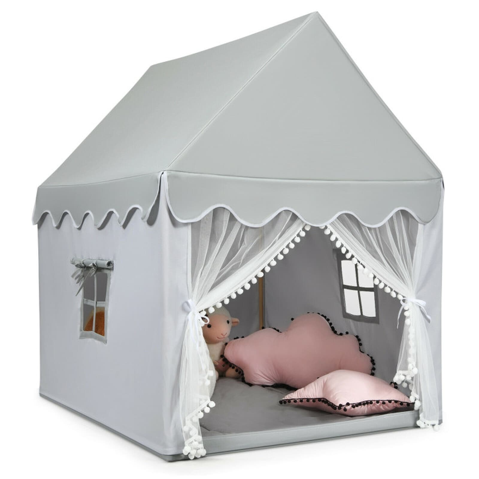 SUGIFT 47-in W x 55-in H Kids Large Play Castle Fairy Tent Playhouse with Mat and Solid Wood Frame #LW047SUGHY129