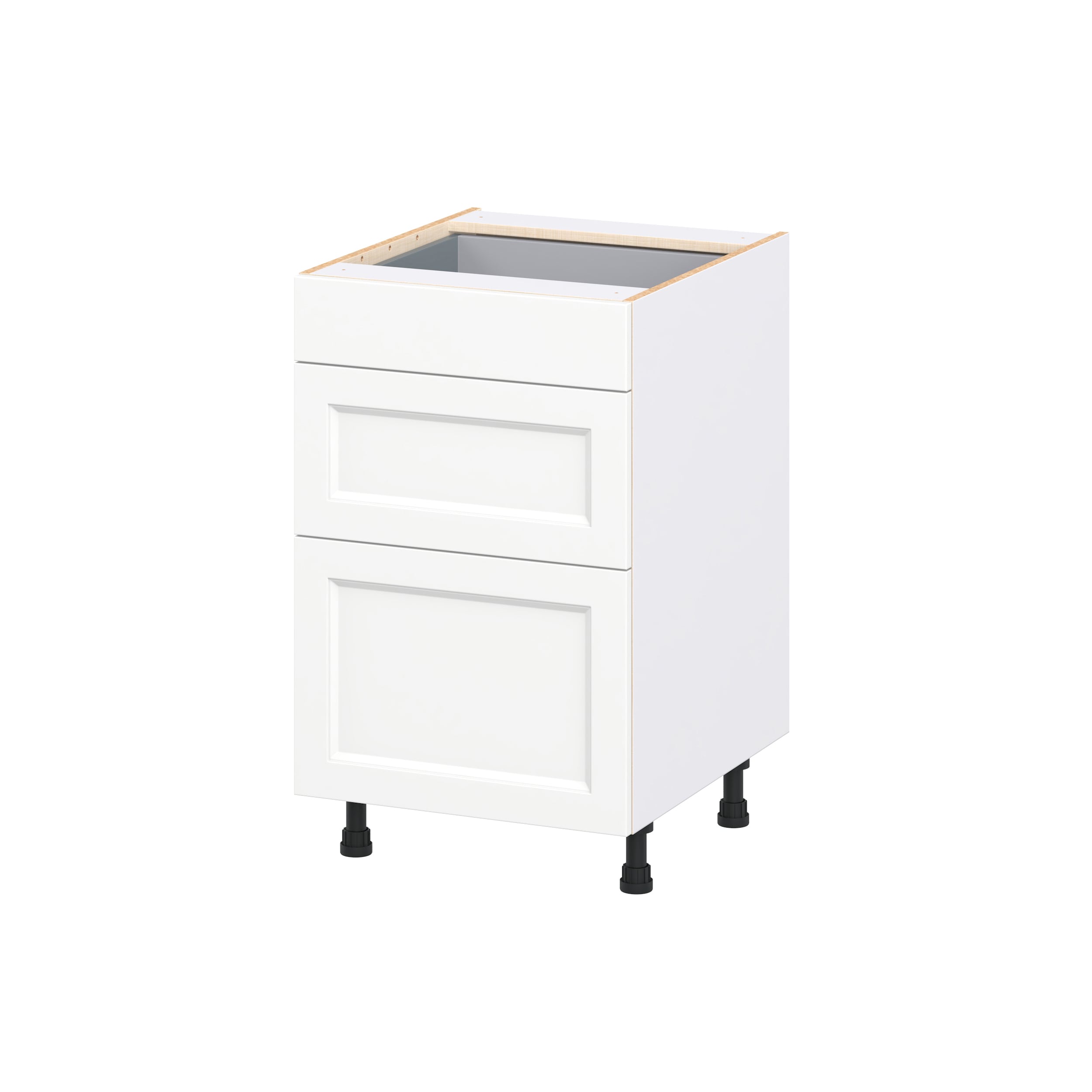 Hugo&Borg DSB3D21-RI Riviera 21-in W x 34.5-in H x 24.5-in D Bright White 3 -Drawers Drawer Base Fully assembled Cabinet Recessed Panel Shaker