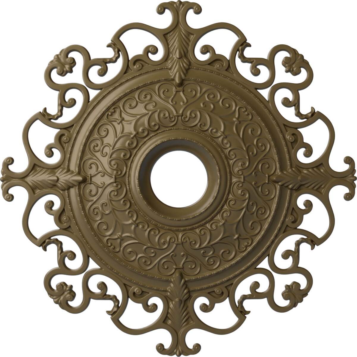 Ekena Millwork CM38OLMMF Orleans 38.375-in W x 38.375-in L Painted Mississippi Mud Polyurethane Whole Ceiling Medallion