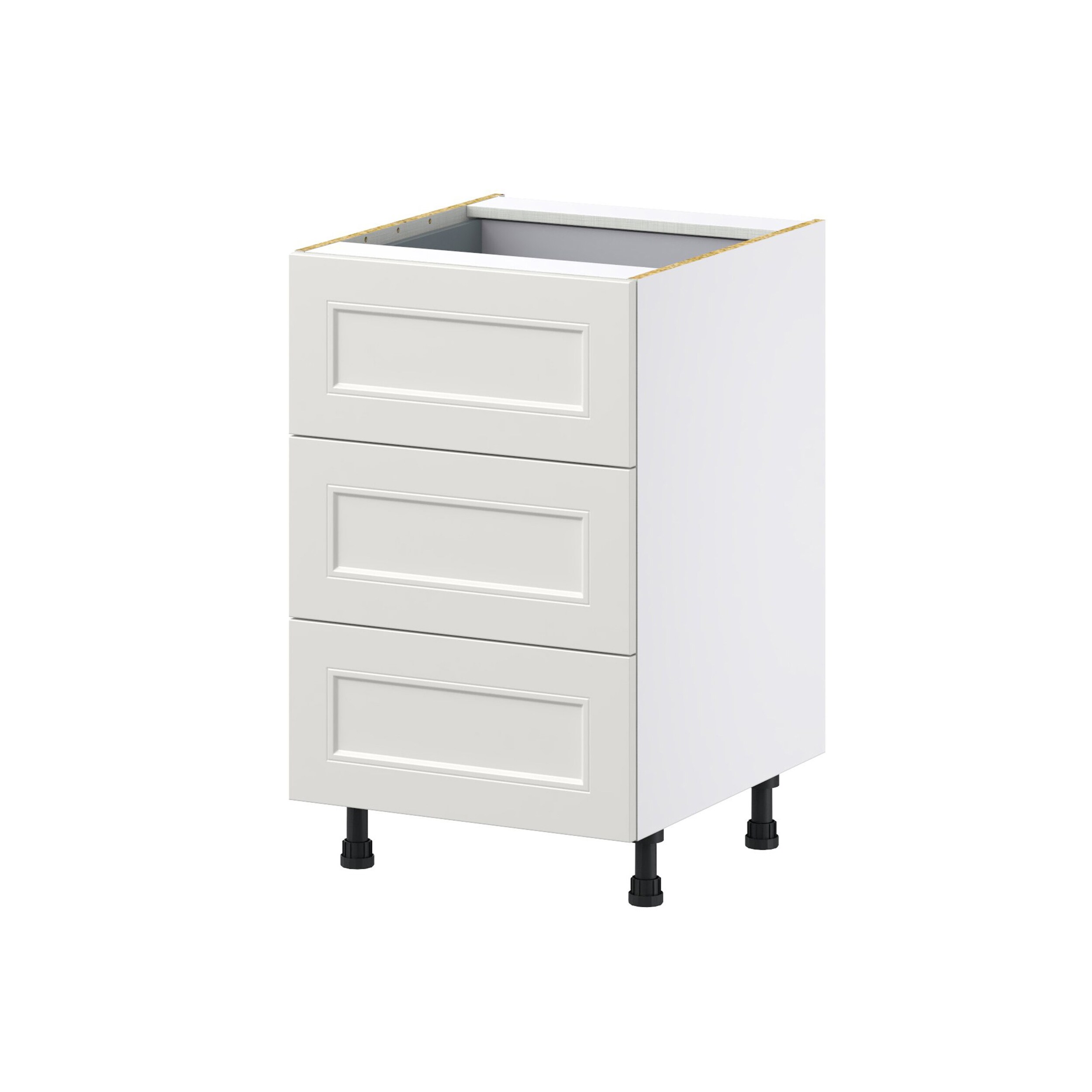 Hugo&Borg Belcourt 12-in W x 34.5-in H x 21-in D Gray Painted 3-Drawer Base Fully Assembled Cabinet (Recessed Panel Style)