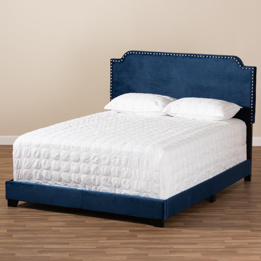 Baxton Studio Darcy Blue Queen Wood Upholstered Bed in the Beds