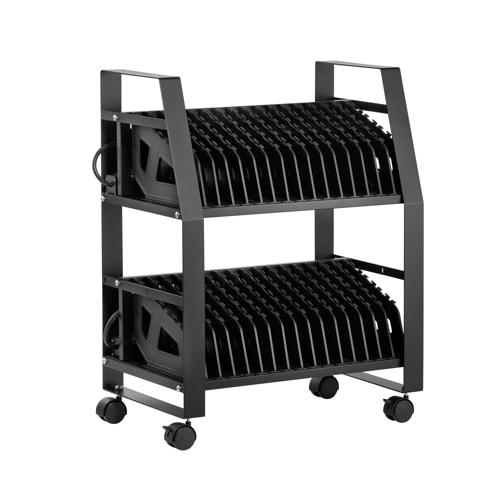 VEVOR Laptop Charging Cart 32 Devices Mobile Open Charging Station with Wheels for Tablet and Laptop Up to 15.6 in Screen Size Easy Access Slots Surge Control for Office Classroom Library #SCCDCBKFS15617895V1