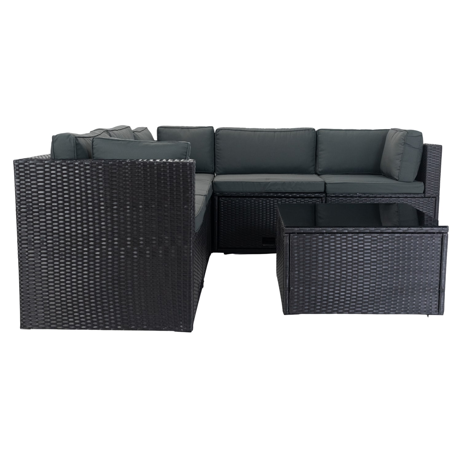 Bybafun Rattan Outdoor Sectional With Gray Cushion(S) And Rattan Frame ...