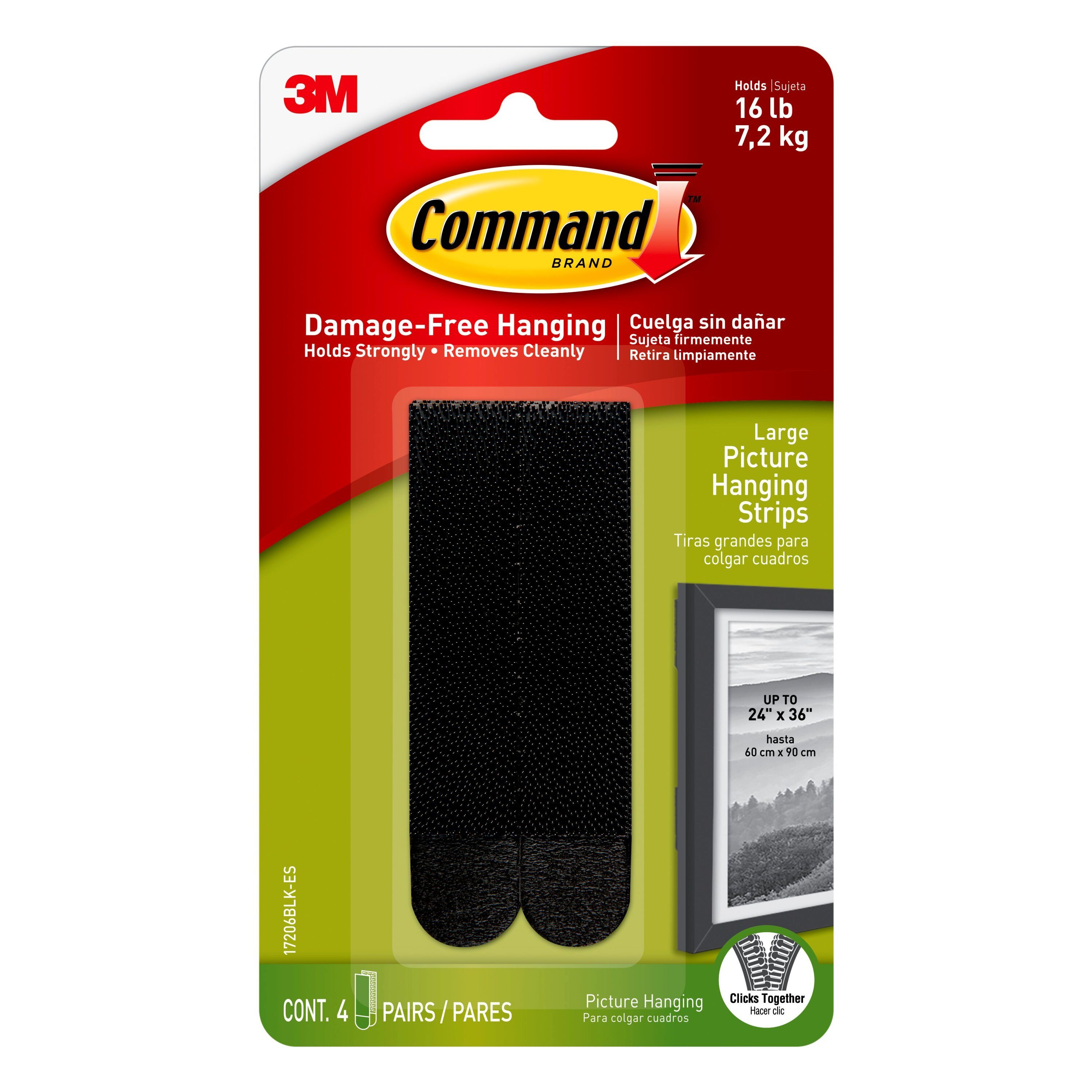3m Command Blackpicture Hanging Strips With S,m And L Size 20pcs