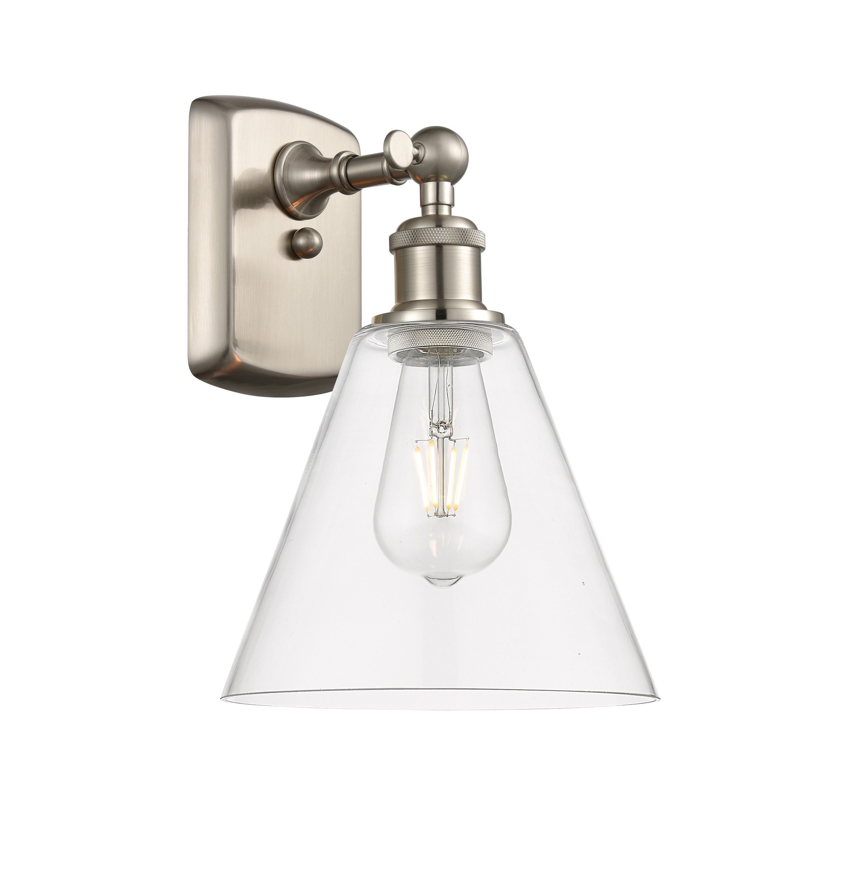 Innovations Lighting 516-1W-SN-GBC-82 Berkshire 8-in W 1 -Light Brushed Nickel Industrial Wall Sconce