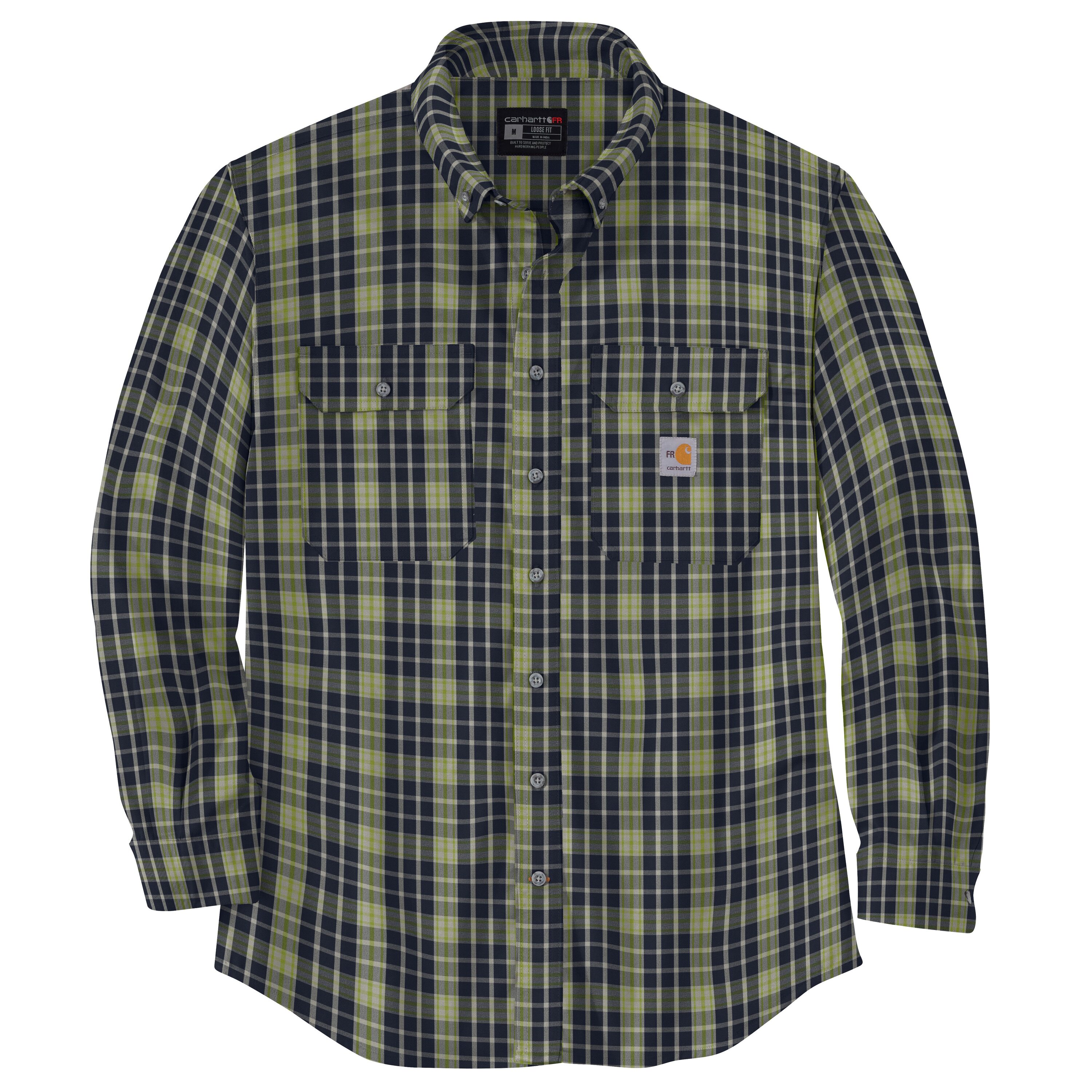 Carhartt 104507-HM3LREG Men's Blue Twill Long sleeve Button-down shirt ( Large )