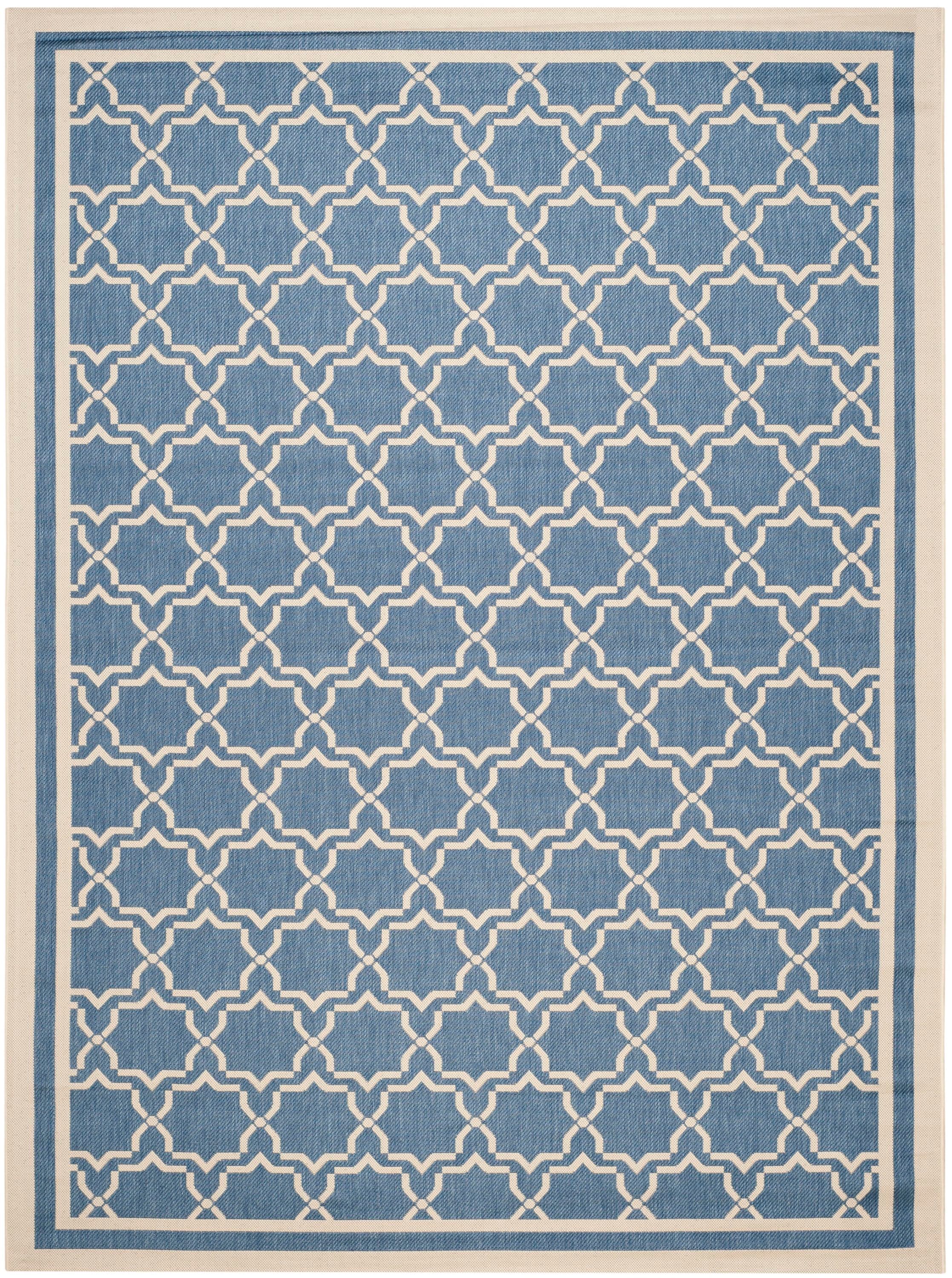 Safavieh CY6916-243-9 Courtyard Hana 9 x 12 (ft) Loomed Polypropylene Blue/Beige Rectangular Indoor/Outdoor Geometric Area rug