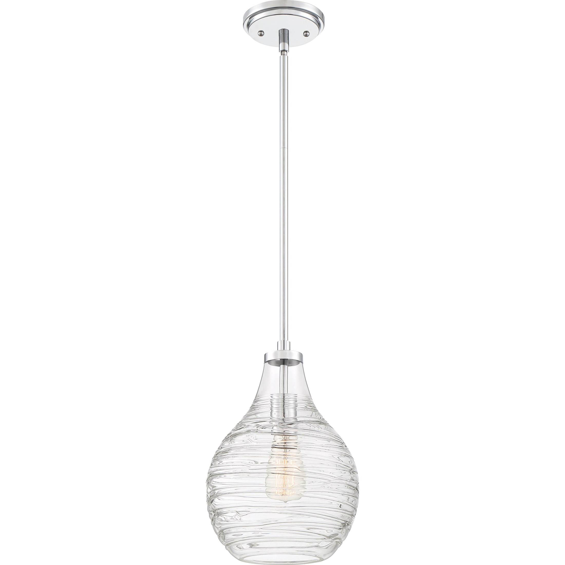 Quoizel QPP4019C Genie Polished Chrome Transitional Clear Glass Teardrop Mini Hanging Pendant Light