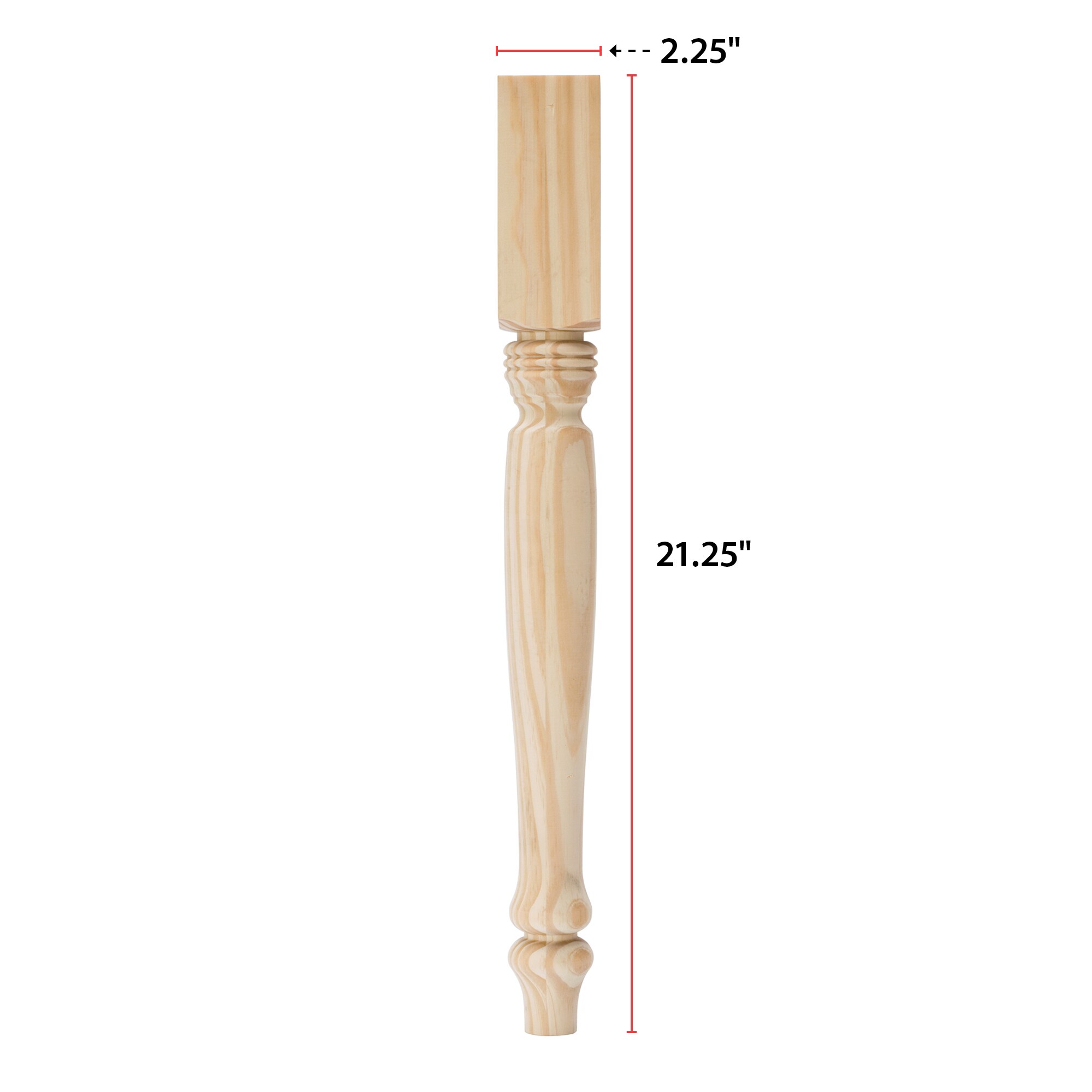 21.25" Unfinished Pine Country Style Coffee Table Legs