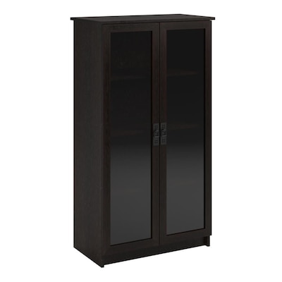 Ameriwood Home Quinton Point Black, Espresso Bookcase With Glass Doors