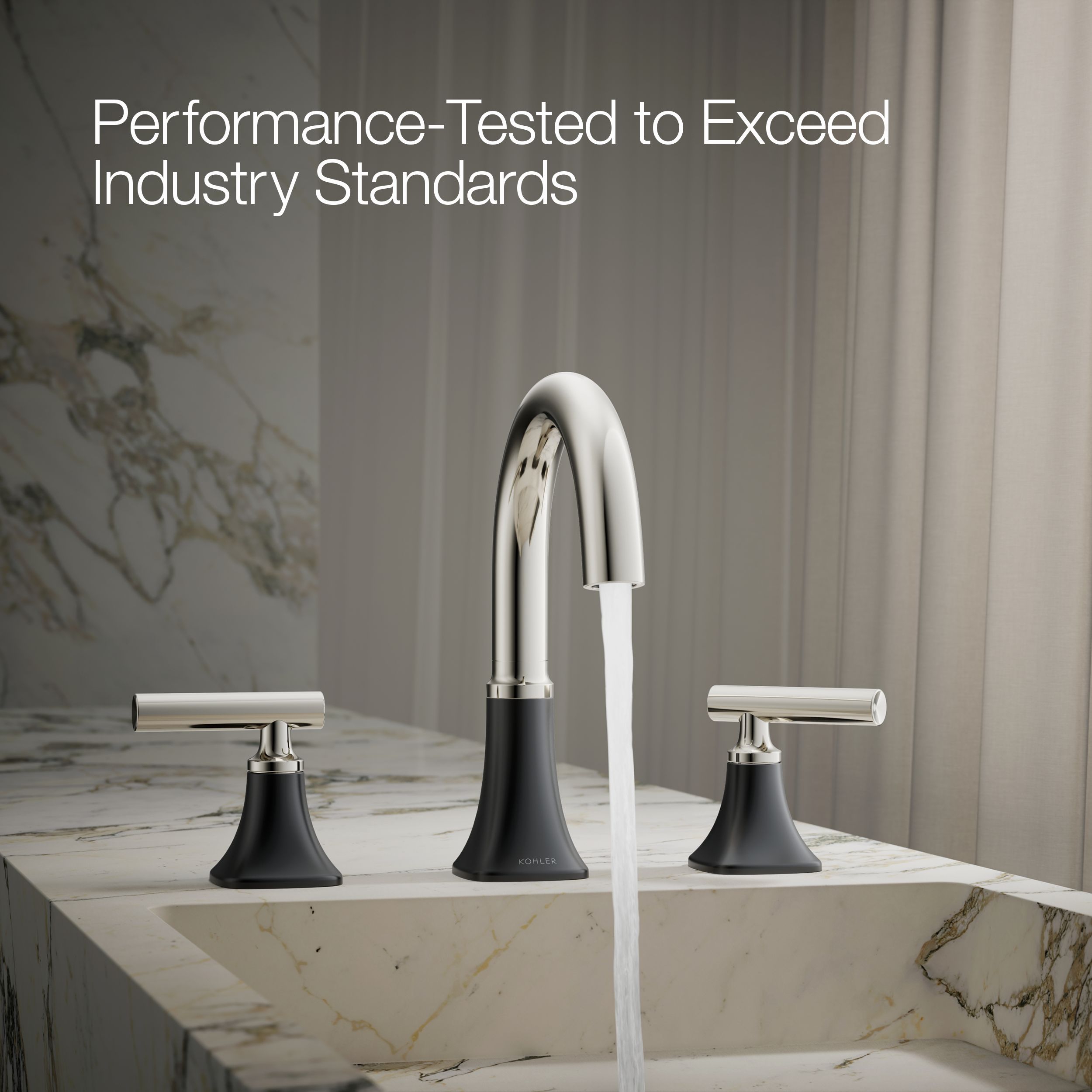 KOHLER Rill Matte Black/Polished Nickel Widespread 2-Handle