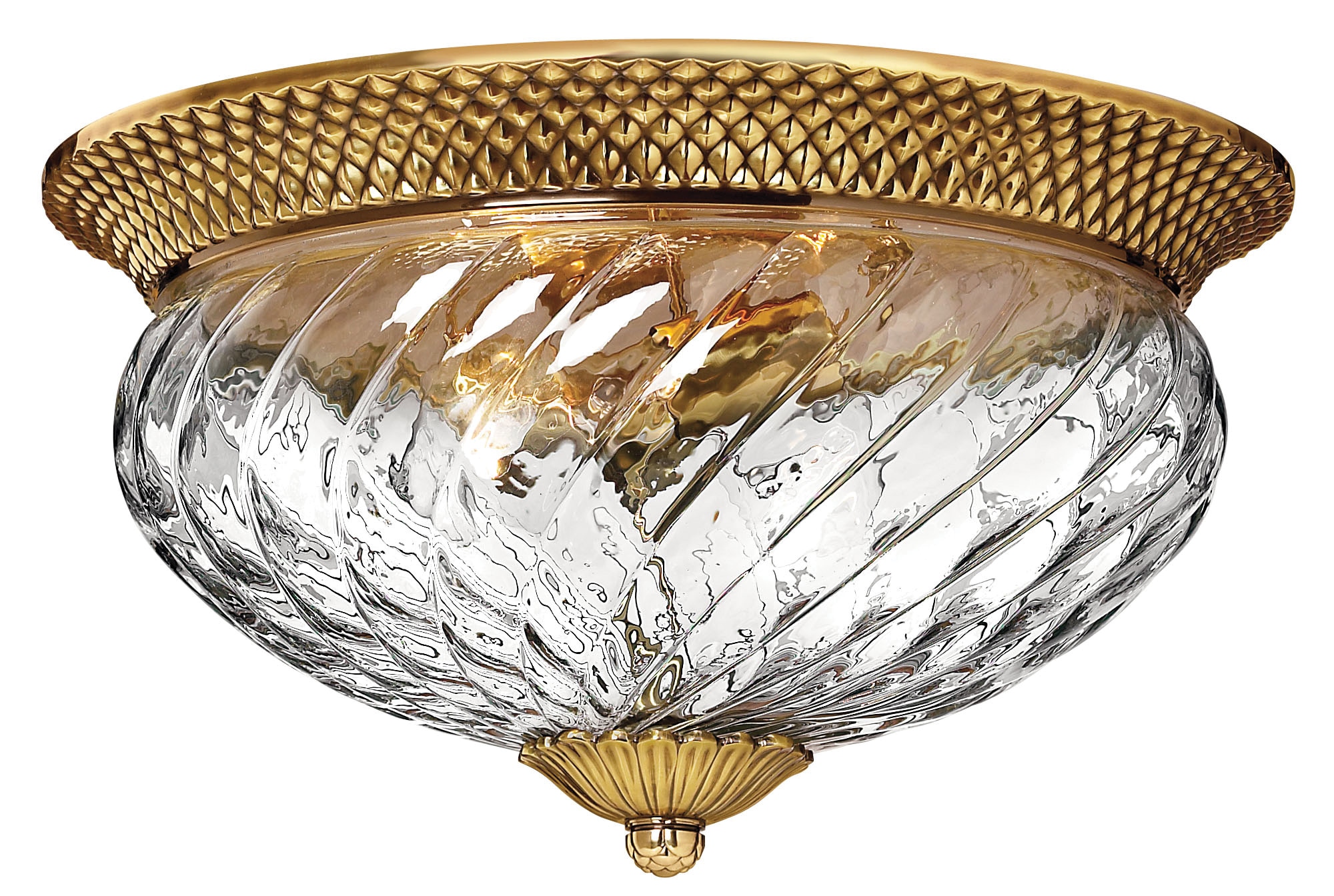 Hinkley 4881BB Plantation 3 -Light 16-in Brushed Brass Flush Mount Light