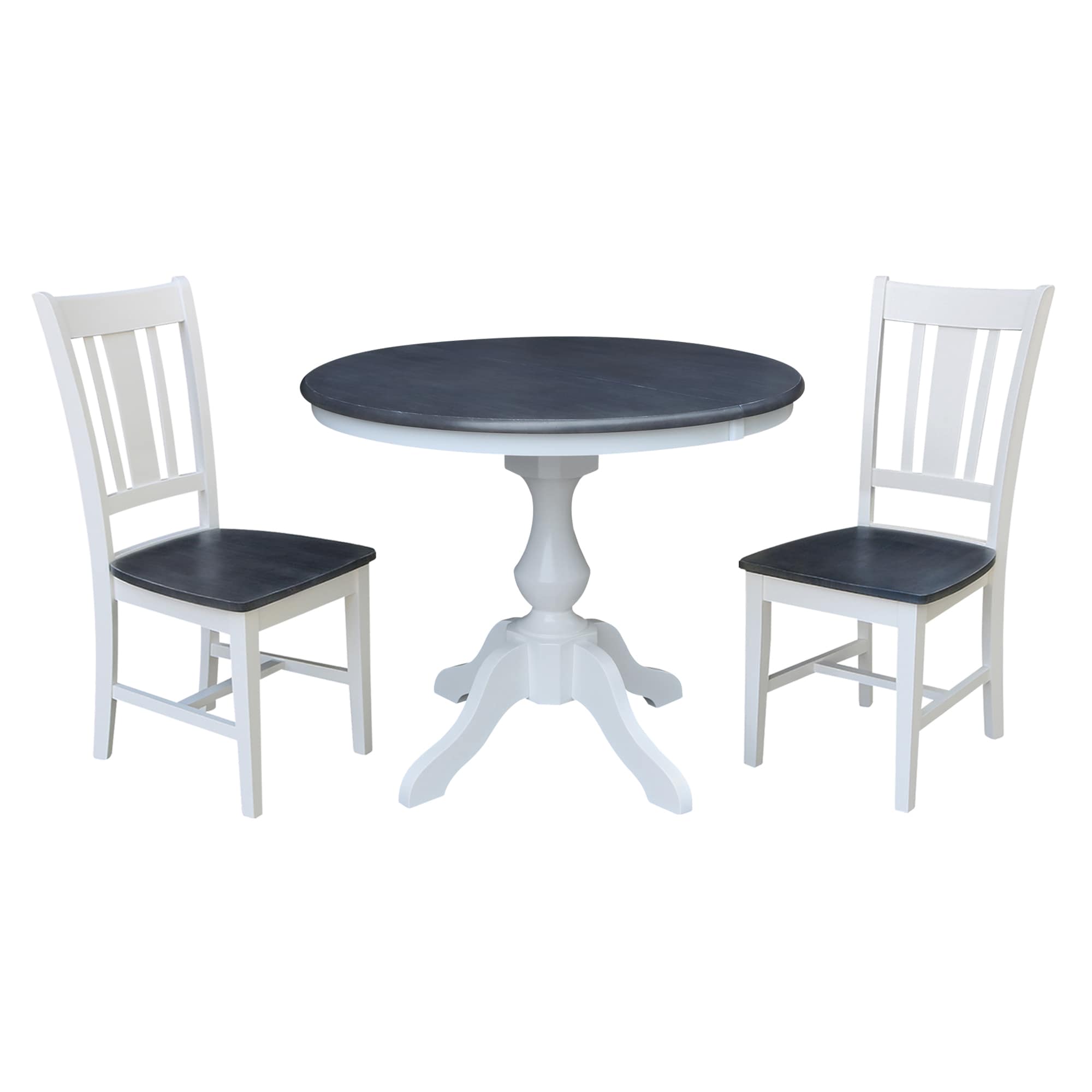 International Concepts K05-36RXT-11B-C10-2 White/Heather Gray Traditional Dining Room Set with Round Table ( Seats 4 )