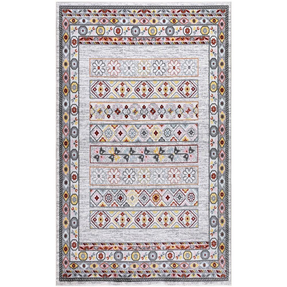 LNC MU6NYFLWS6614A6 Mystical Border 6 x 9 (ft) Frieze Polypropylene Multi color Rectangular Border Spot clean with mild detergent Area rug