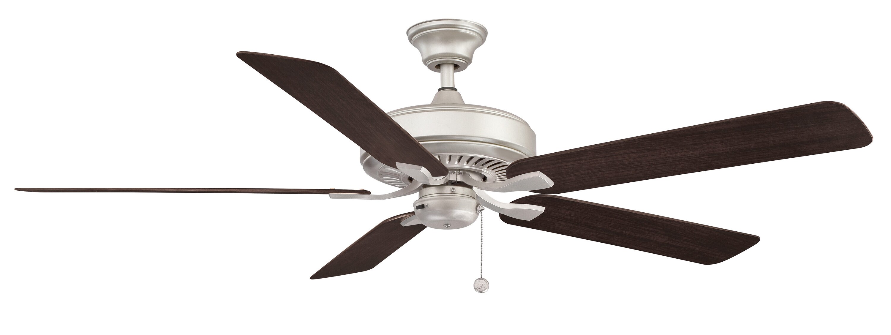 Fanimation FP9060BNW Edgewood60 60-in Outdoor Brushed Nickel with Dark Walnut Blades Ceiling Fan Light Kit Compatible - Remote Included ( 5 -Blade )