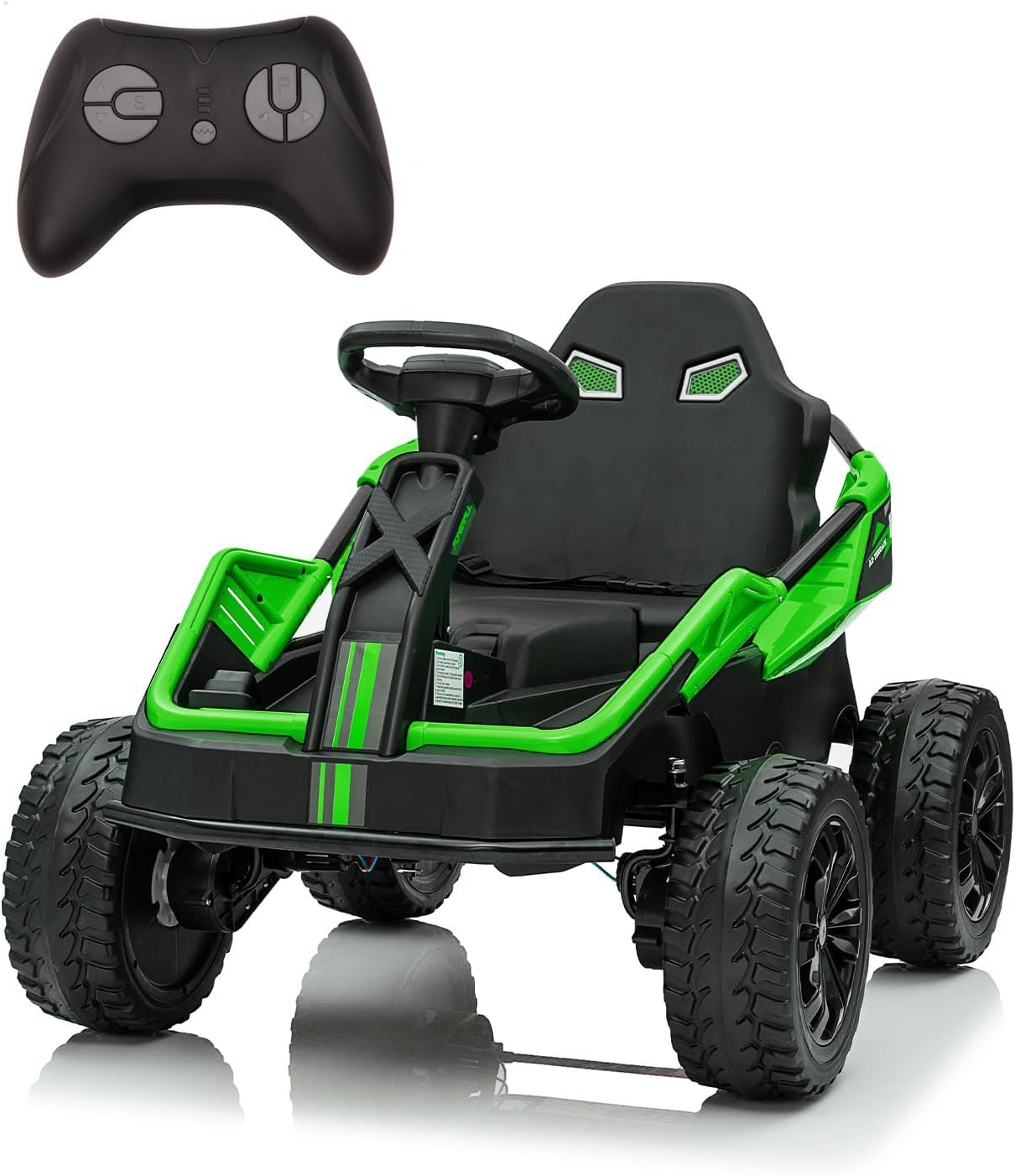 Garvee 24V Kids Electric Car with Parent Control 200W 4x4 Ride On Toy for Big Kids Adjustable 16'' Seat 4 Shock Absorbers Wear-Resistant Wheels Music 4 Wheeler ATV for Boys Girls Ages 3+ Green