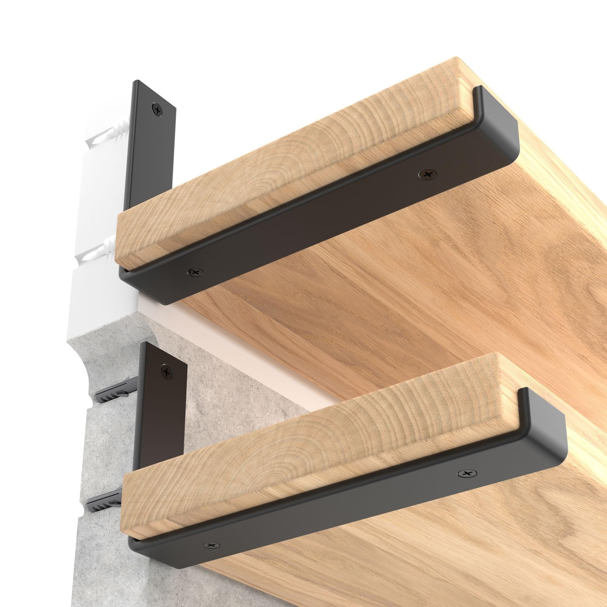 Aoibox  12 in Heavy Duty Steel Shelf Brackets for DIY Floating Shelves 6 Pack 1 5 in Thick with Powder Coated