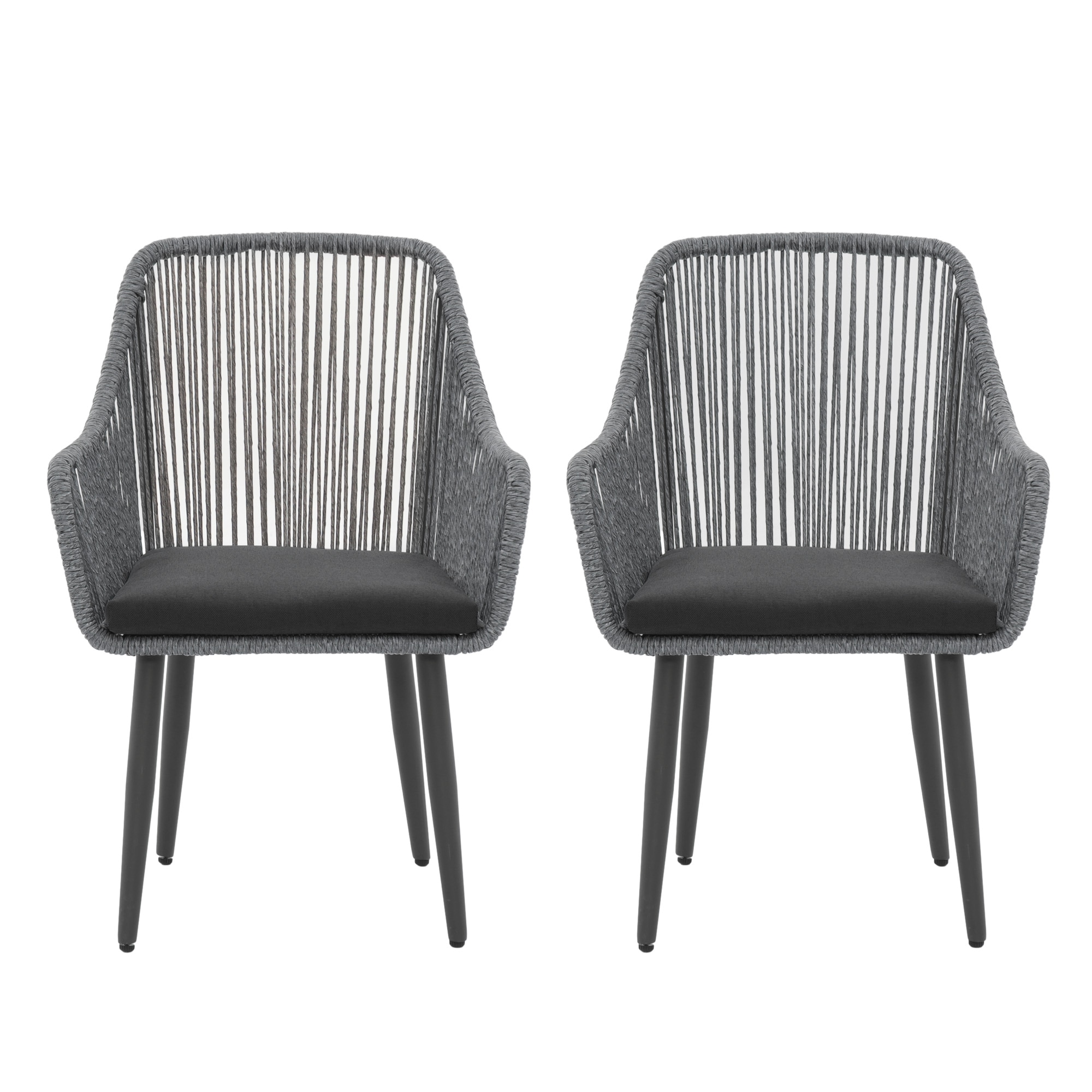 Orange-Casual 2 -Piece Rattan Patio Conversation Set with Dark gray Cushions Included