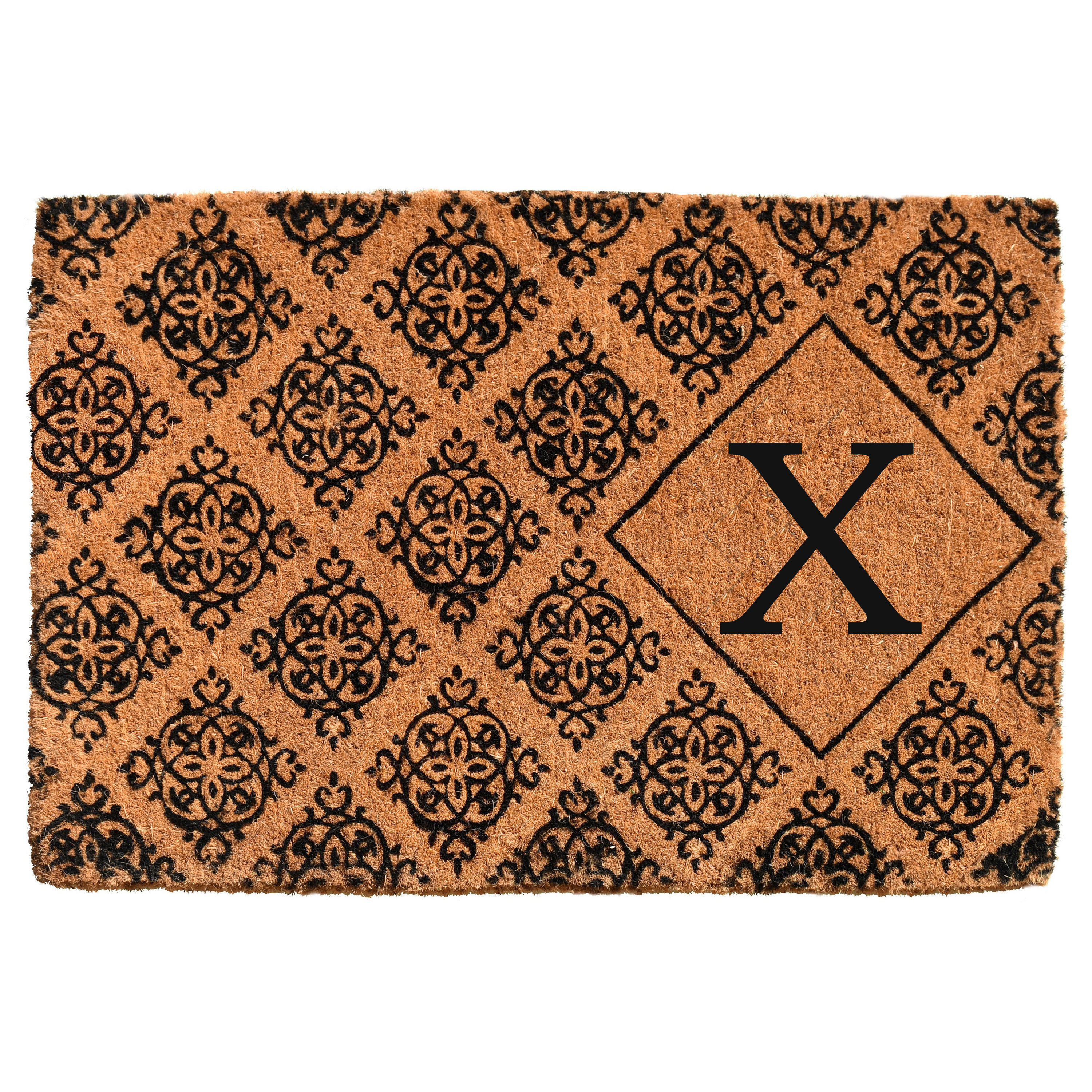 Callowaymills 103332436X 24-in x 36-in Natural/Black Coir Non-Slip Grip Indoor or outdoor Decorative Door Mat