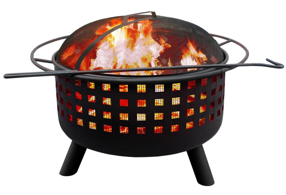 LANDMANN USA 26314 City Lights 29.5-in W Black Steel Wood-Burning Fire Pit