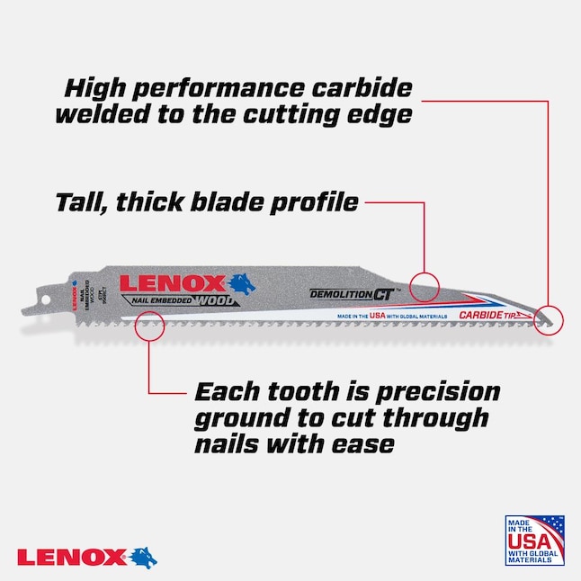 LENOX 3-Pack 9-in 6-TPI Wood Cutting Reciprocating Saw Blade LENOX 3-Pack 9-in 6-TPI Wood Cutting Reciprocating Saw Blade