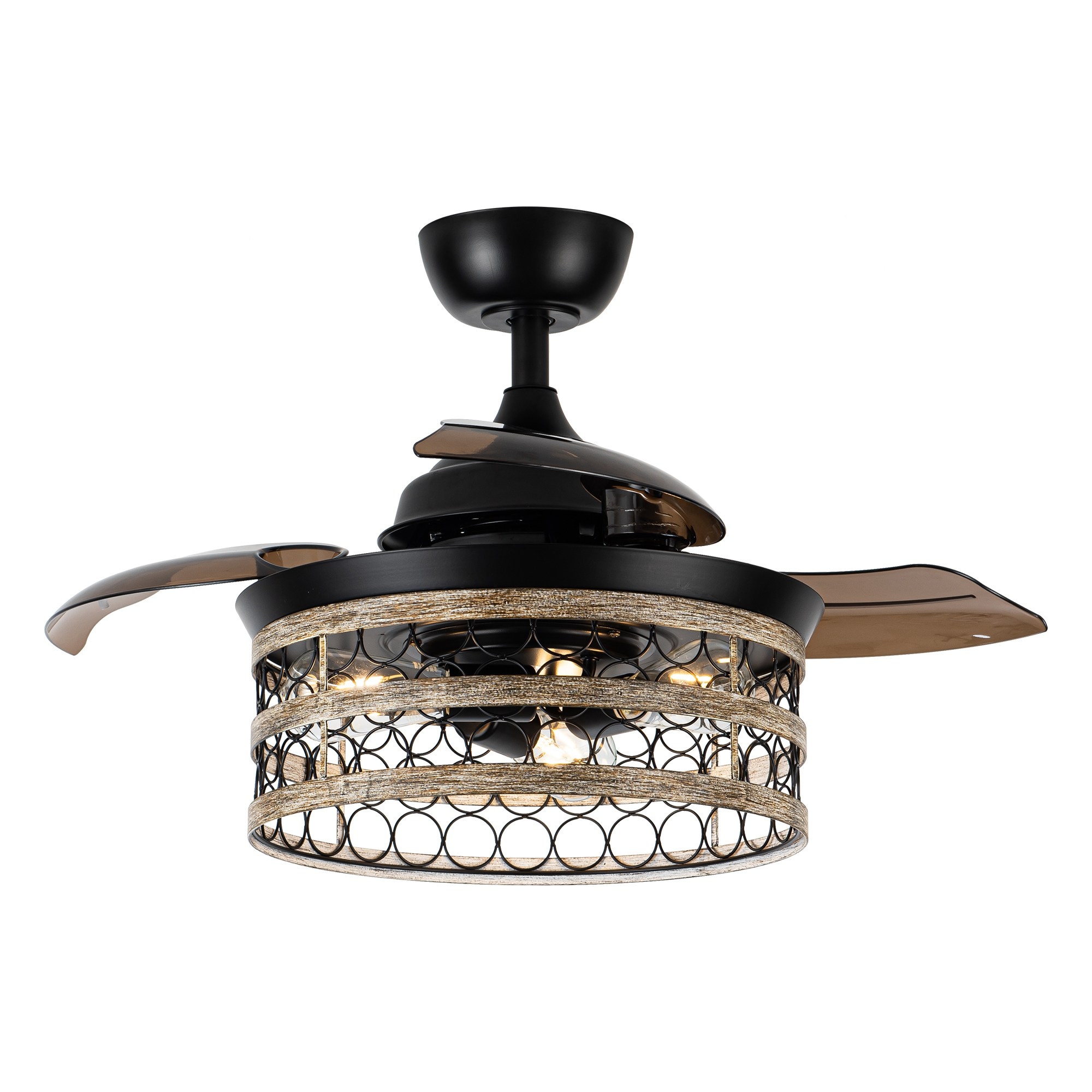 Parrot Uncle F3518110V 36-in Matte Black Indoor Fandelier Ceiling Fan and Remote (3-Blade)