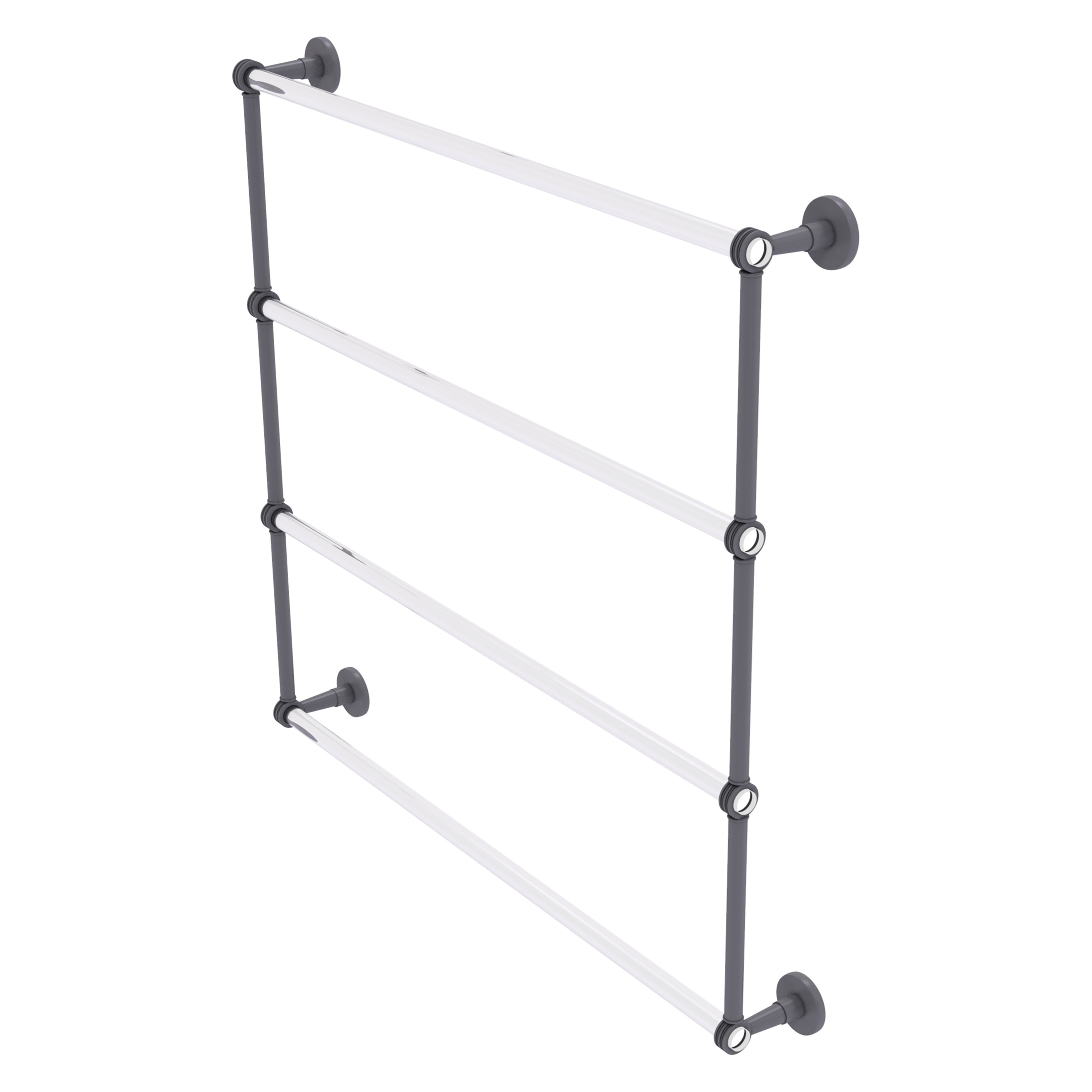 Allied Brass CV-28D-36-GYM Clearview 36-in double Matte Gray Wall mount 4-tier Towel Bar