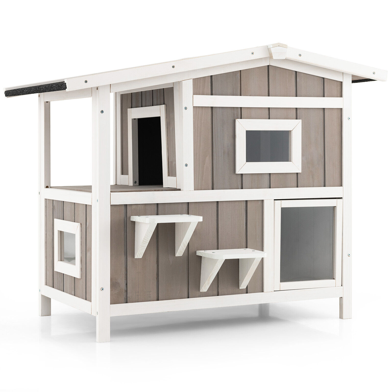 LIVIZA CTJ10061GR Wood Indoor/Outdoor Small Cat House